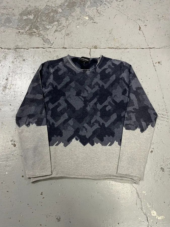 Emporio Armani AW2020 Emporio Armani Navy Gradient Grey Wool Sweater Size XS / US 0-2 / IT 36-38 - 1 Thumbnail