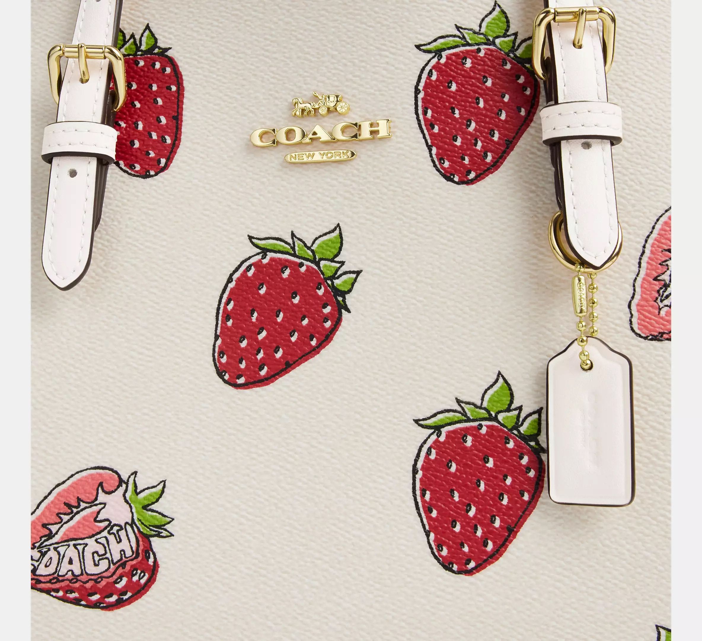 Coach Mollie Tote Bag 25 With Strawberry Print CAL66 Size ONE SIZE - 14 Thumbnail