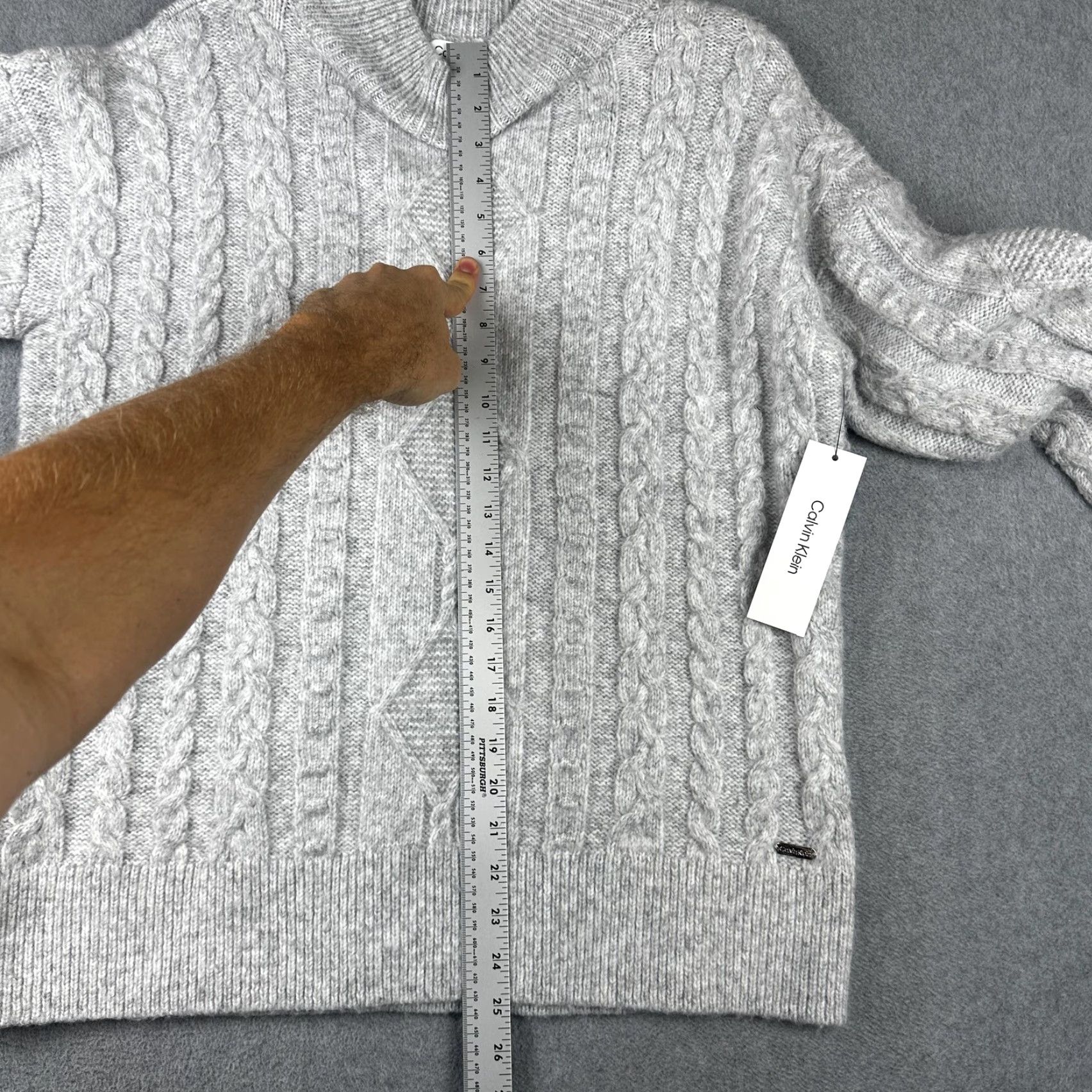 Calvin Klein Calvin Klein Sweater Womens Medium Gray Mist Cable Knit Pullover Mock Neck Soft Size M / US 6-8 / IT 42-44 - 5 Thumbnail