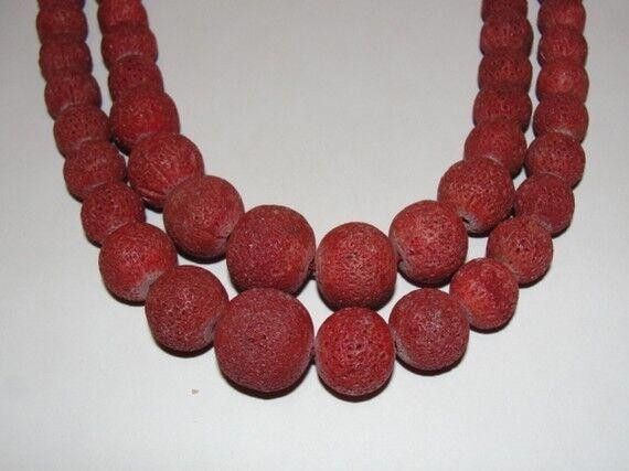 Designer Silver Filigree Double Strand of Red Sponge Coral Necklace Size ONE SIZE - 3 Thumbnail