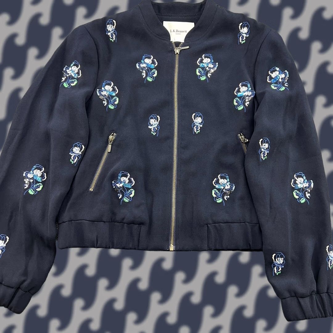 Vintage L.K Bennett Blazer Jacket Womens Floran Navy Full Zip JK Elliot 8 EU 36 Vintage Floral Casual Blazer Womens Size M / US 6-8 / IT 42-44 - 1 Thumbnail
