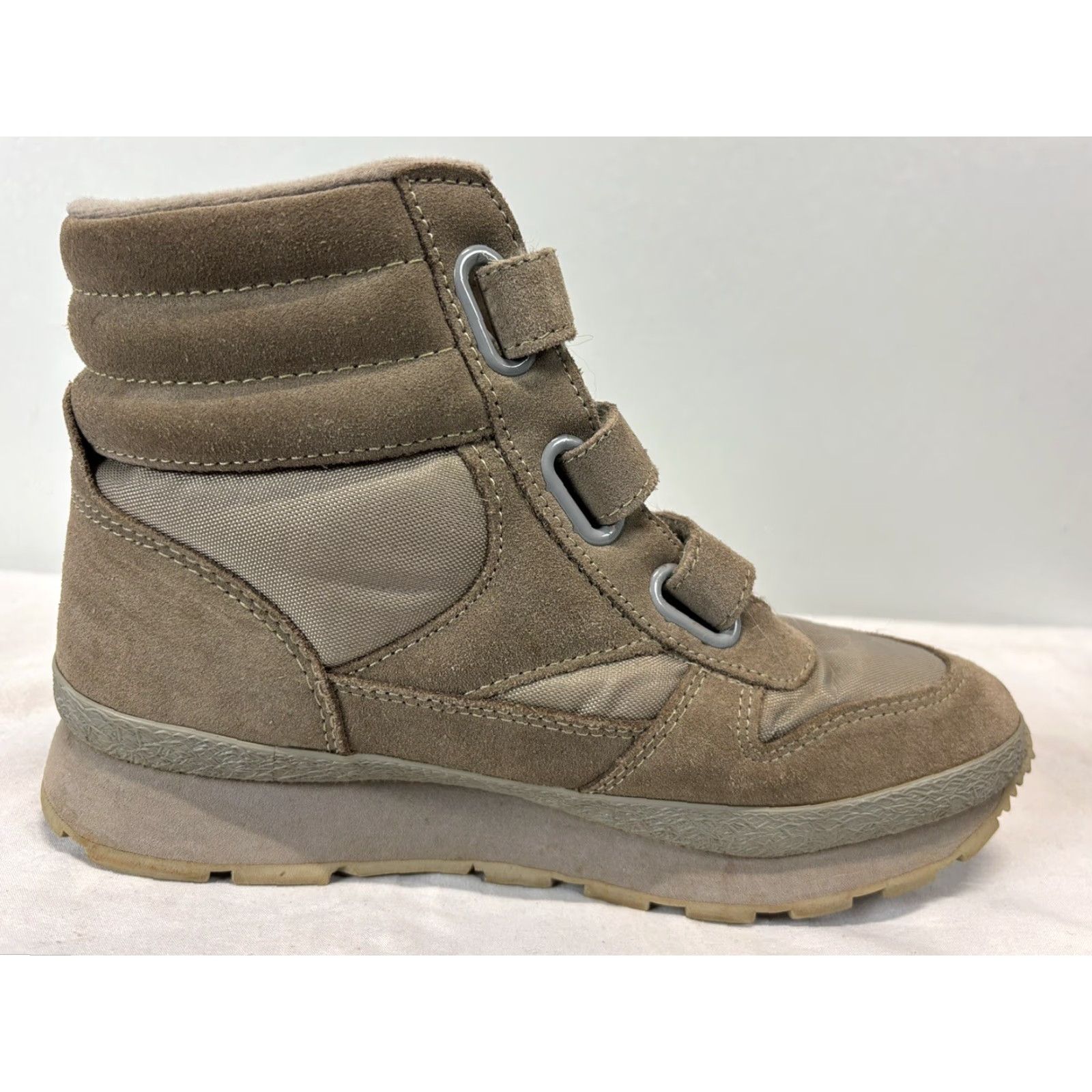 Vintage VINTAGE L.L. Bean Bean Boots Bootie Women's Size 8 Grey/Tan Leather & Canvas Lined Hook & Loop 90s? (adjust theme) Size M / US 6-8 / IT 42-44 - 5 Thumbnail