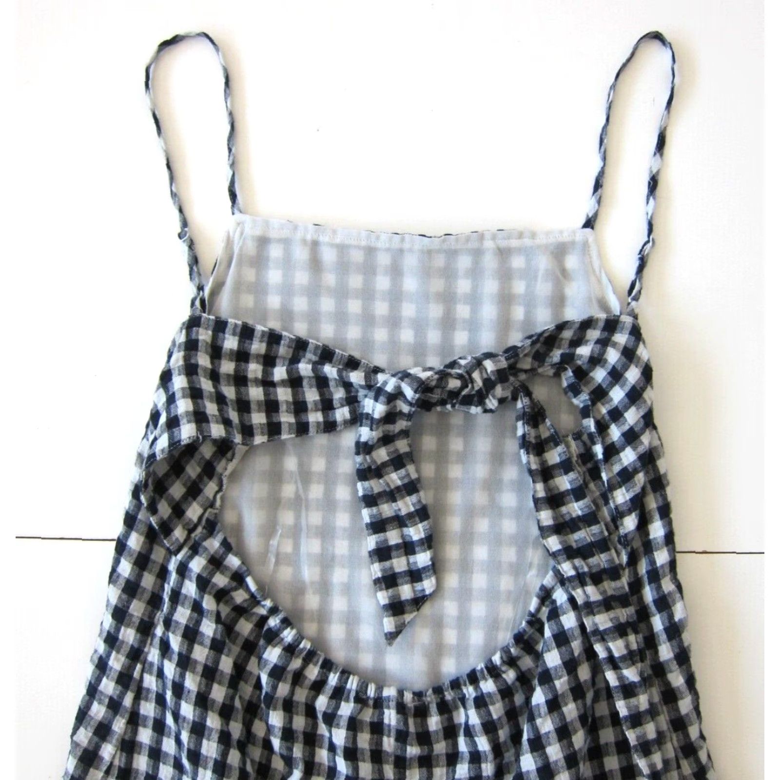 American Eagle Outfitters VINTAGE American Eagle Outfitters Cotton Linen Blue White Plaid Spaghetti Strap Tunic Slip Dress M Size M / US 6-8 / IT 42-44 - 5 Thumbnail
