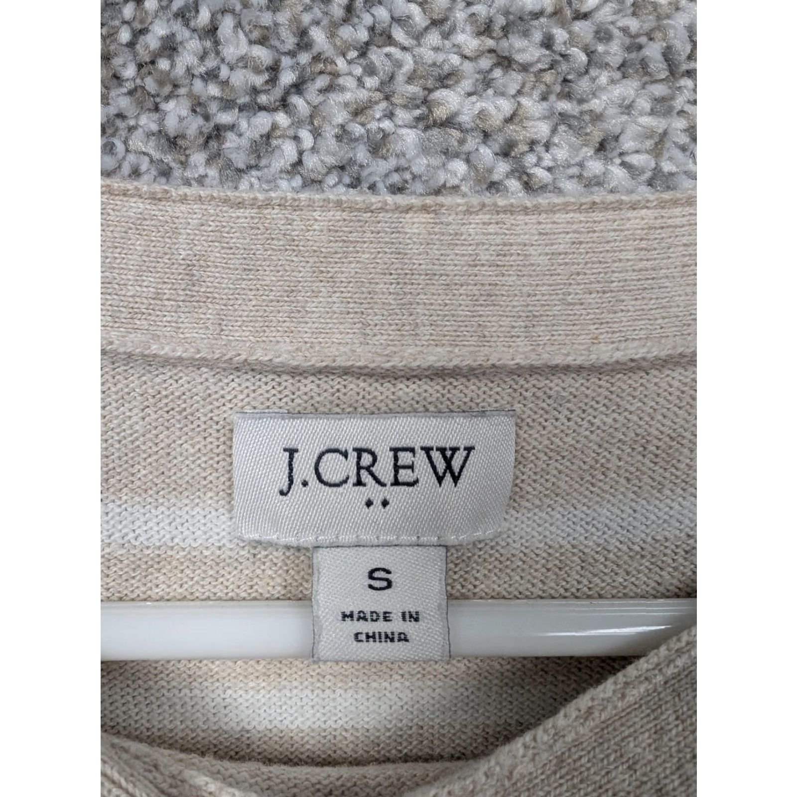 J.Crew J.Crew Sweater Shirt Beige White Striped Boat Neck Long Sleeve 100% Cotton Regular Fit Womens S Pullover Casual Spring Size S / US 4 / IT 40 - 5 Thumbnail