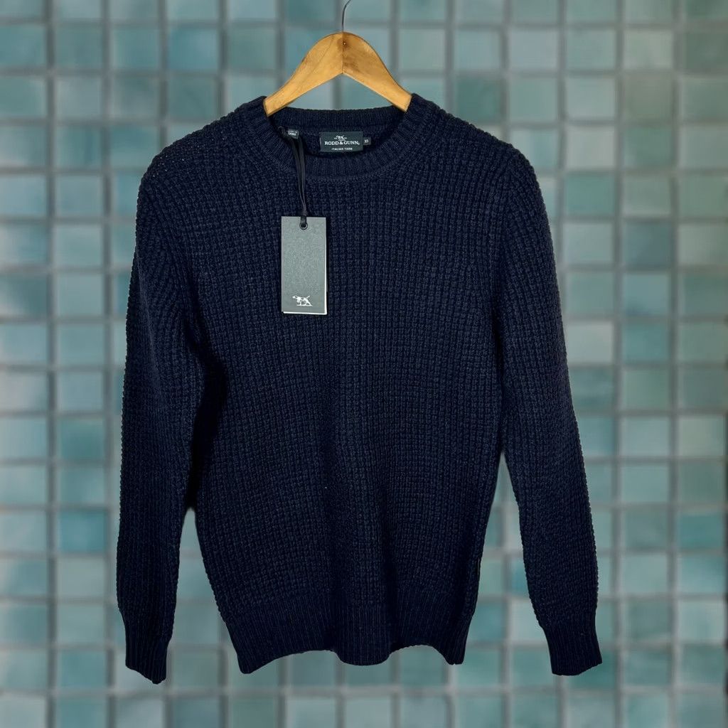 Rodd & Gunn Rodd & Gunn Scroggs Hill Knit Sweater Mens XS Midnight Navy Blue Wool Cotton NEW Size US XS / EU 42 / 0 - 1 Thumbnail