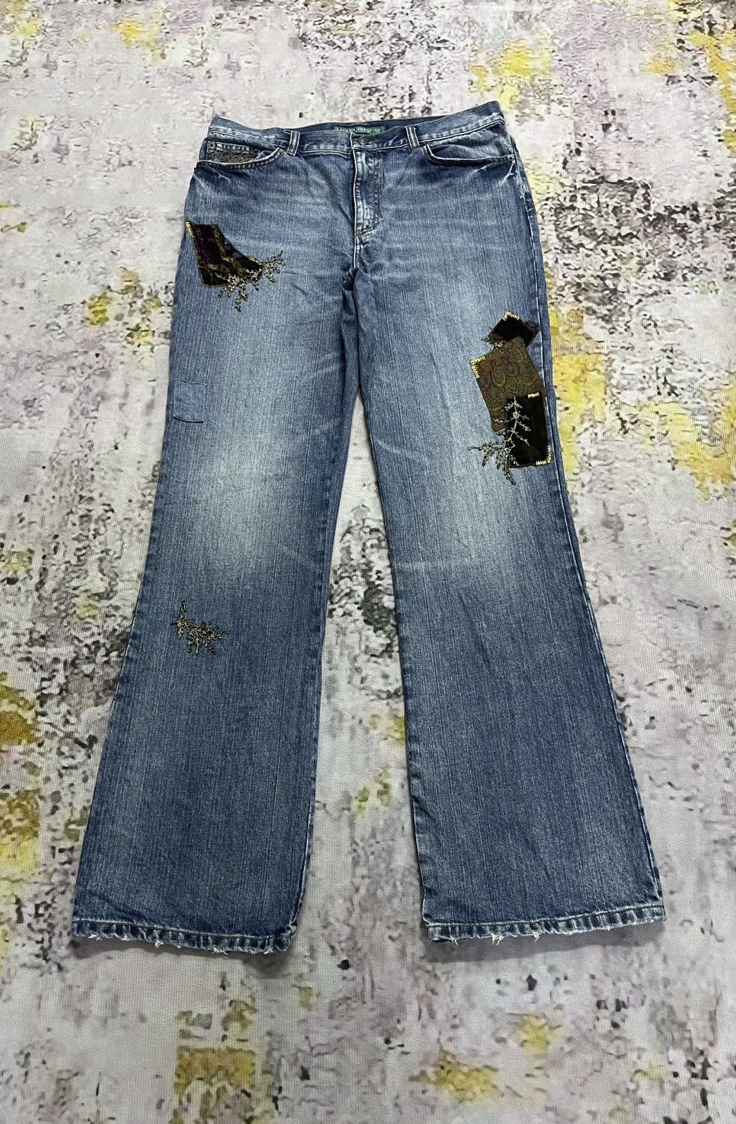 Lauren Ralph Lauren × Polo Ralph Lauren × Vintage Flare Vintage Laurent Jeans Co with Patches Size US 33 - 1 Thumbnail