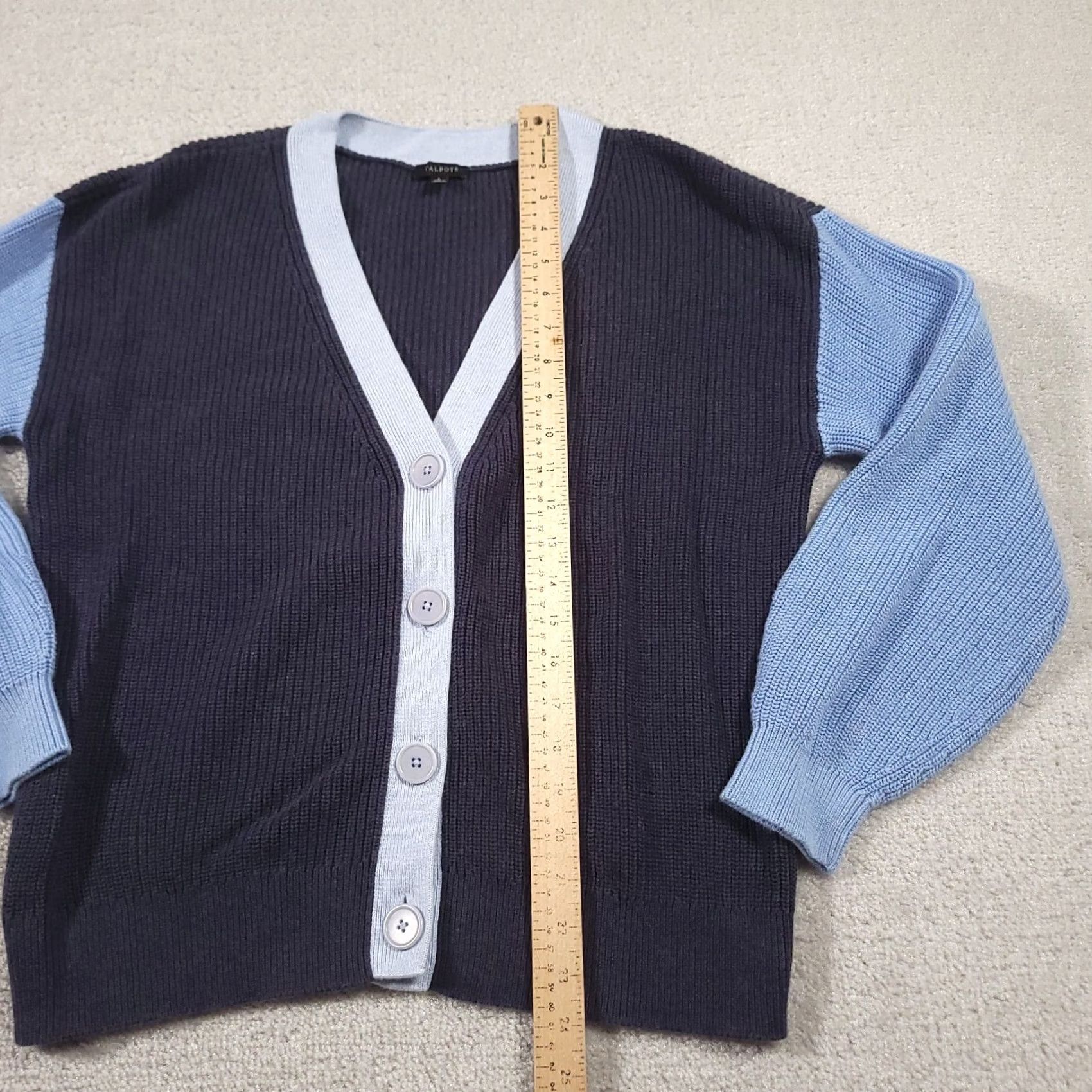 Talbots Talbots Cardigan Sweater Womens Large Blue Colorblock Pima Cotton Career Shirt Mens? Size L / US 10 / IT 46 - 5 Thumbnail
