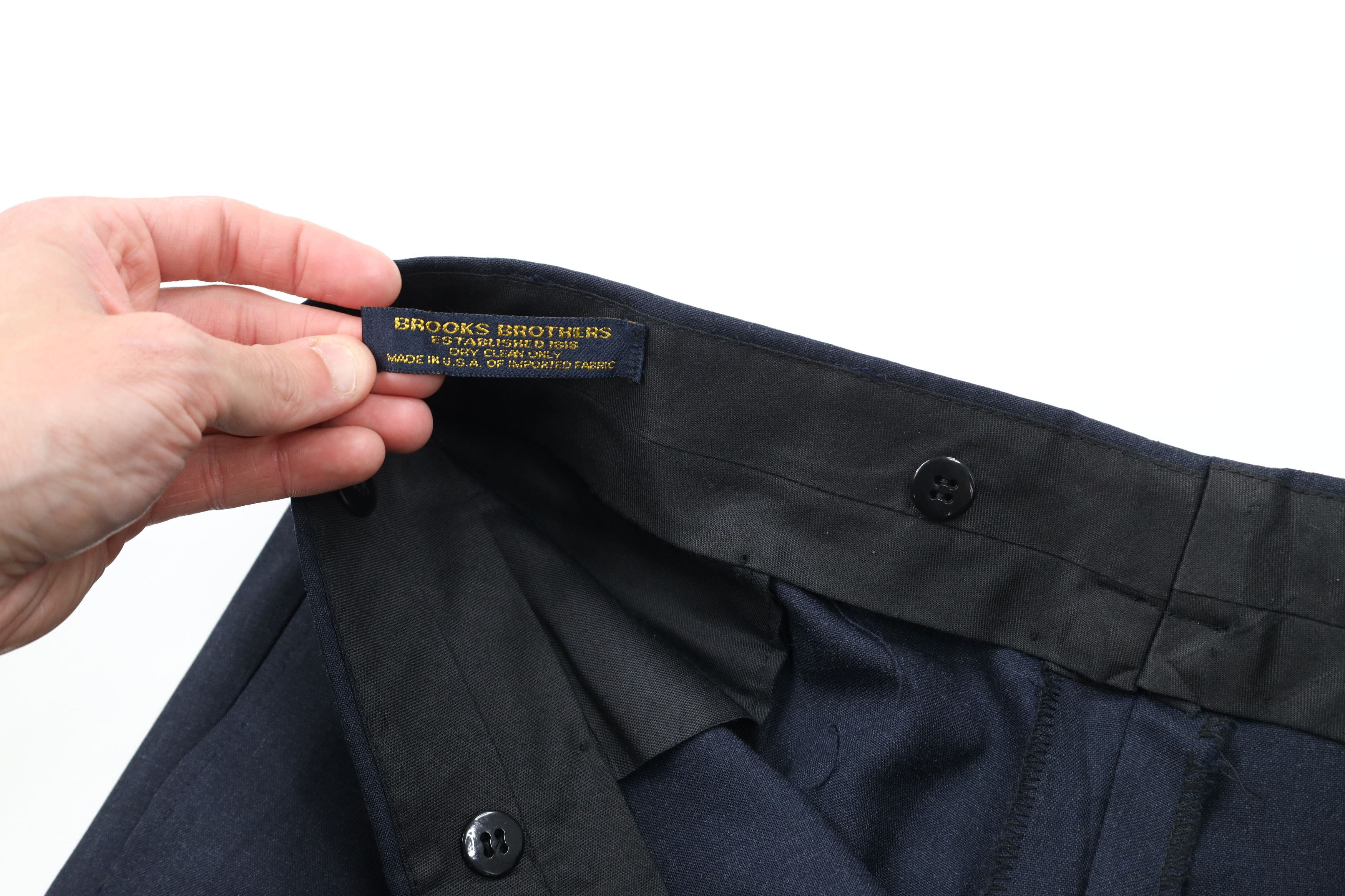 Brooks Brothers × Vintage Vintage 90s Brooks Brothers Cuffed Wool Chino Pants Blue USA Size US 38 / EU 54 - 7 Thumbnail