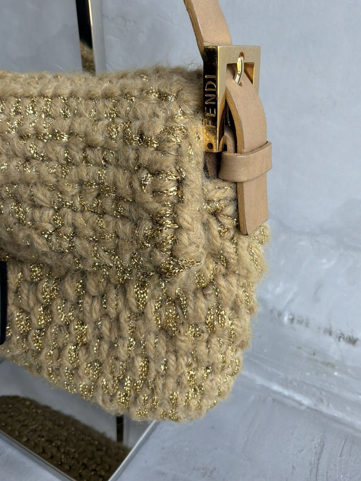 Fendi Fendi - Knit Woven Crochette Ponyhair Baguette Bag Size ONE SIZE - 5 Thumbnail