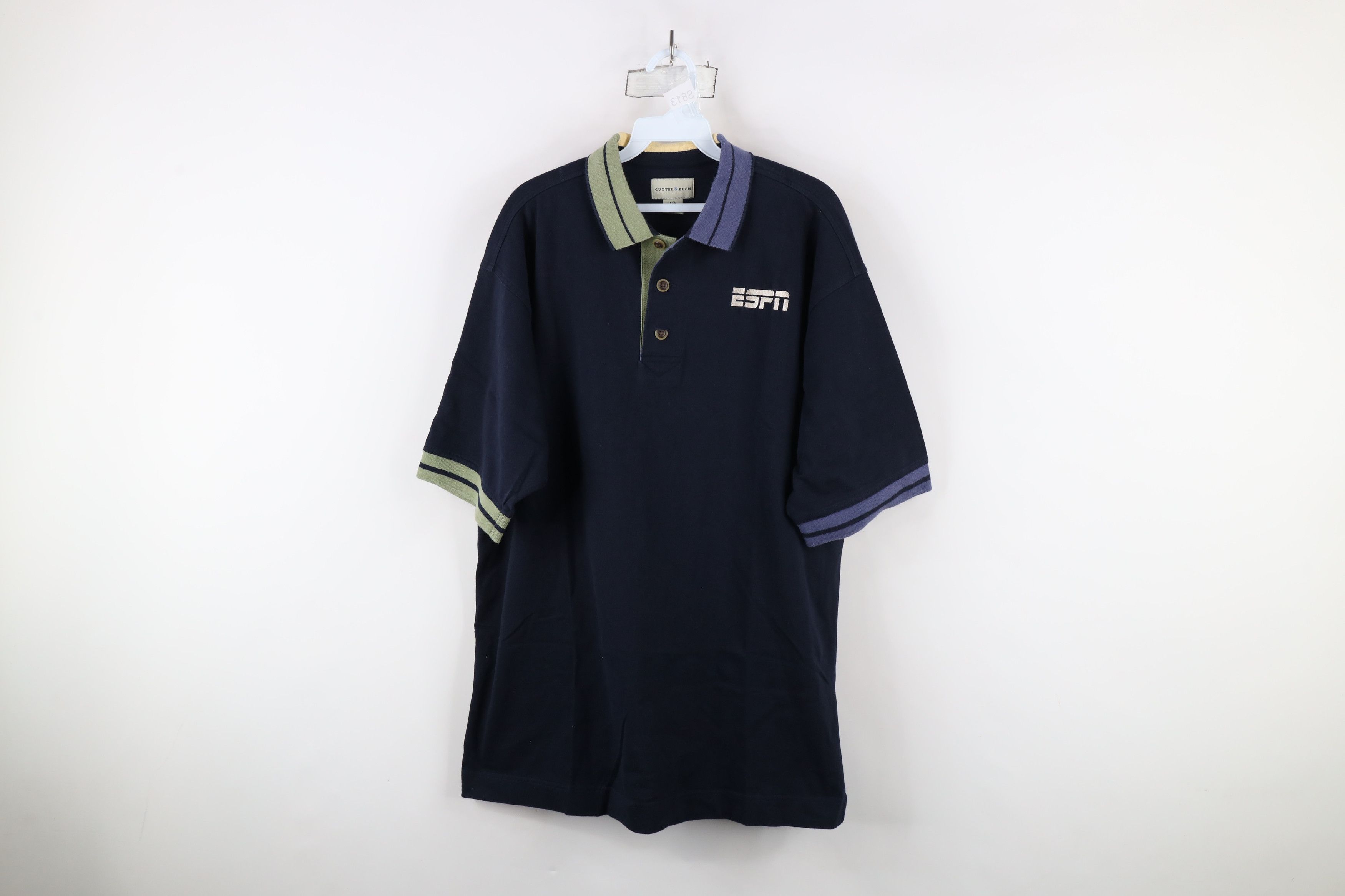 Vintage Vintage 90s ESPN Short Sleeve Collared Polo Shirt Blue Size US L / EU 52-54 / 3 - 1 Thumbnail