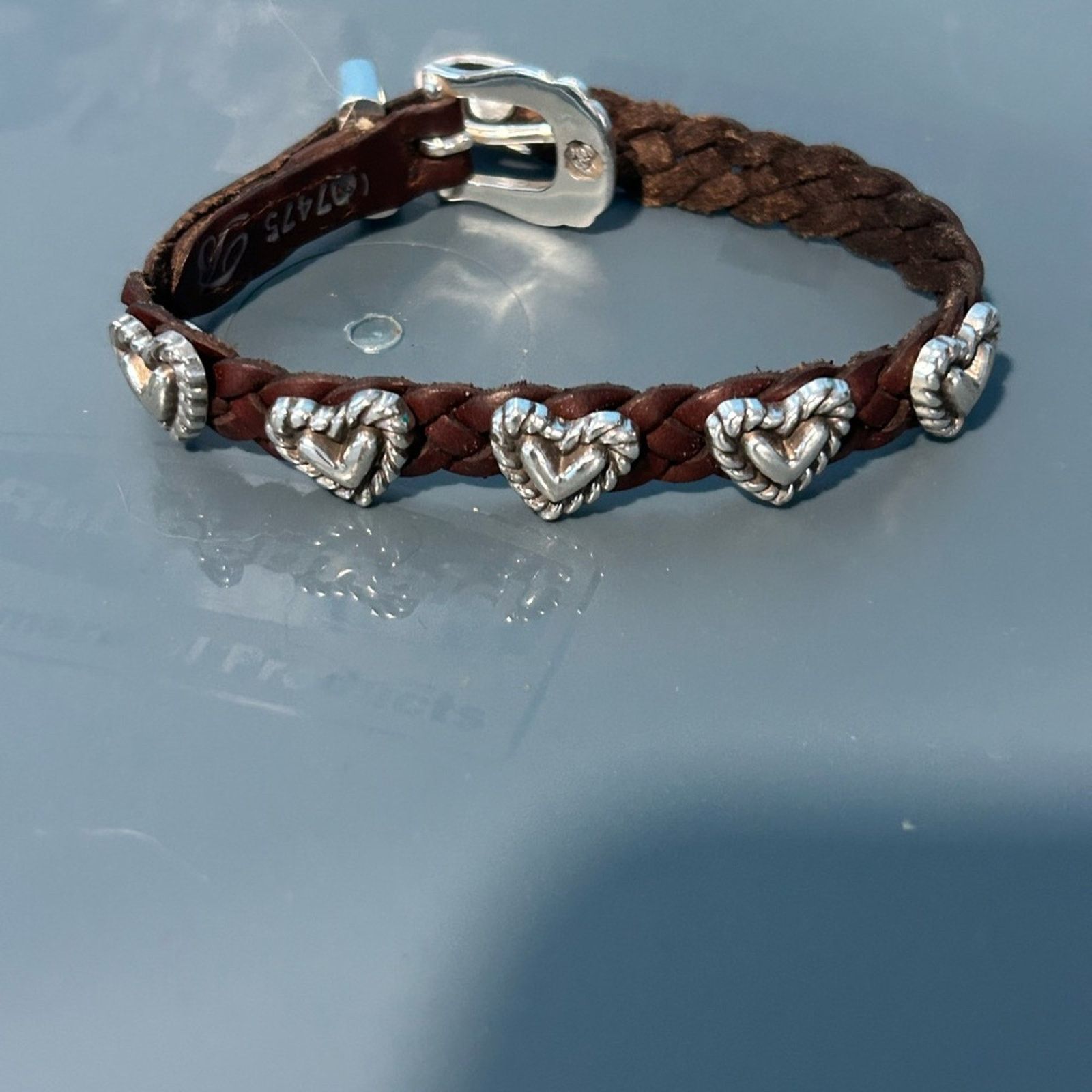 Brighton Brighton Heart Braid Bandit Leather Silver Buckle Bracelet Size ONE SIZE - 1 Thumbnail