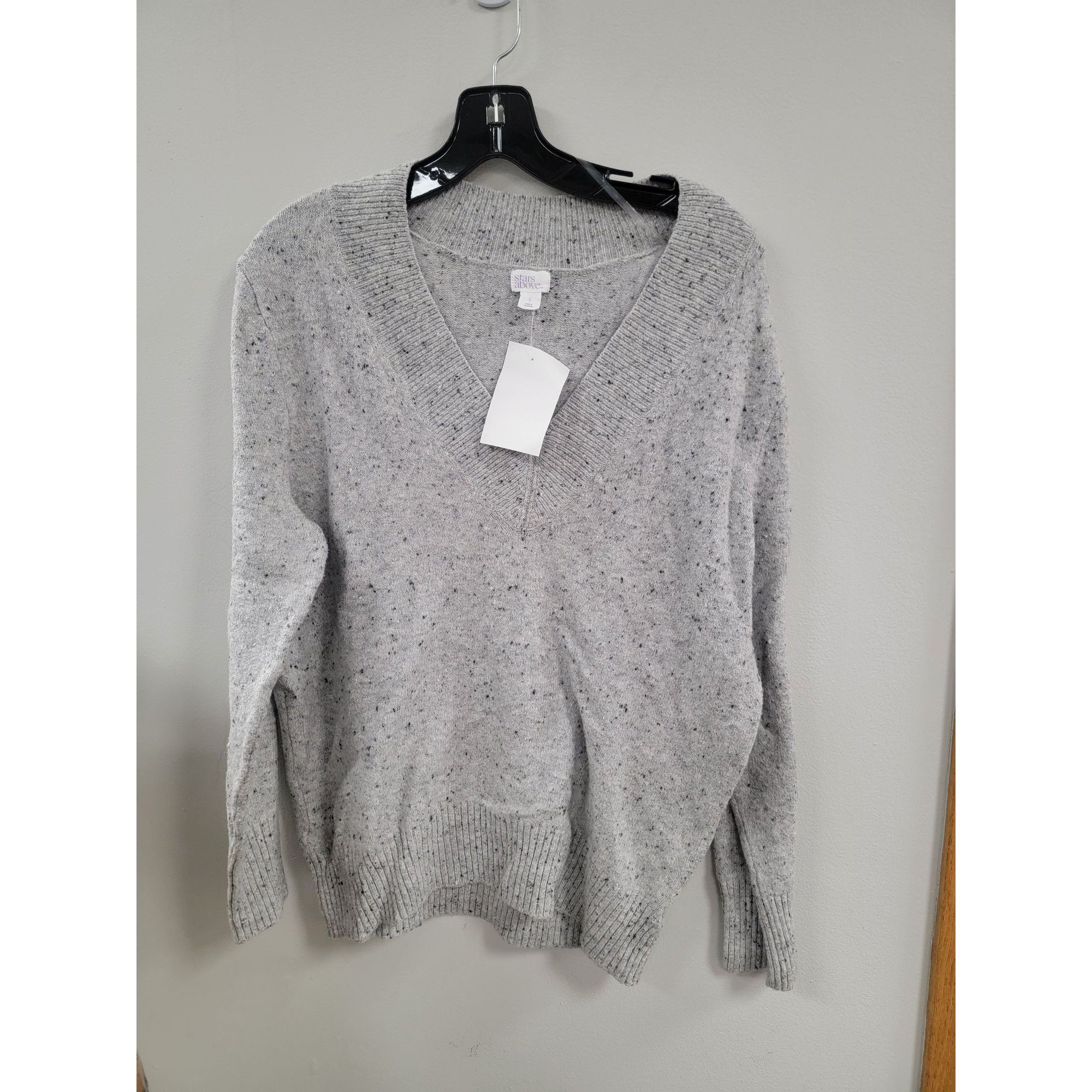 Other Cozy Gray Sweater By Stars Above With Speckled Design V-Neck Size S / US 4 / IT 40 - 1 Thumbnail
