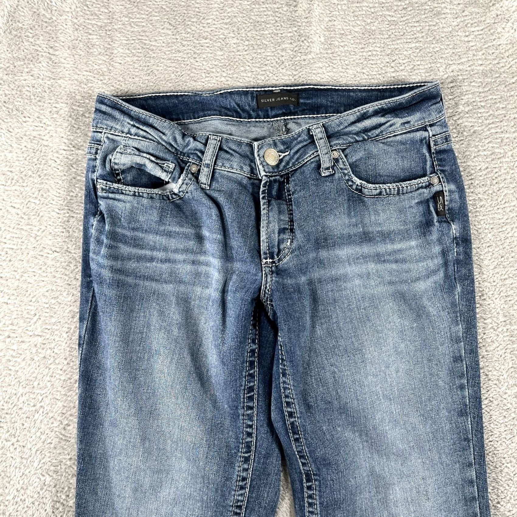 Silver Jeans Co. Silver Jeans Britt Slim Boot Denim Pants Womens 27x31 Mid Rise Stretch Blue Size 27" / US 4 / IT 40 - 6 Thumbnail