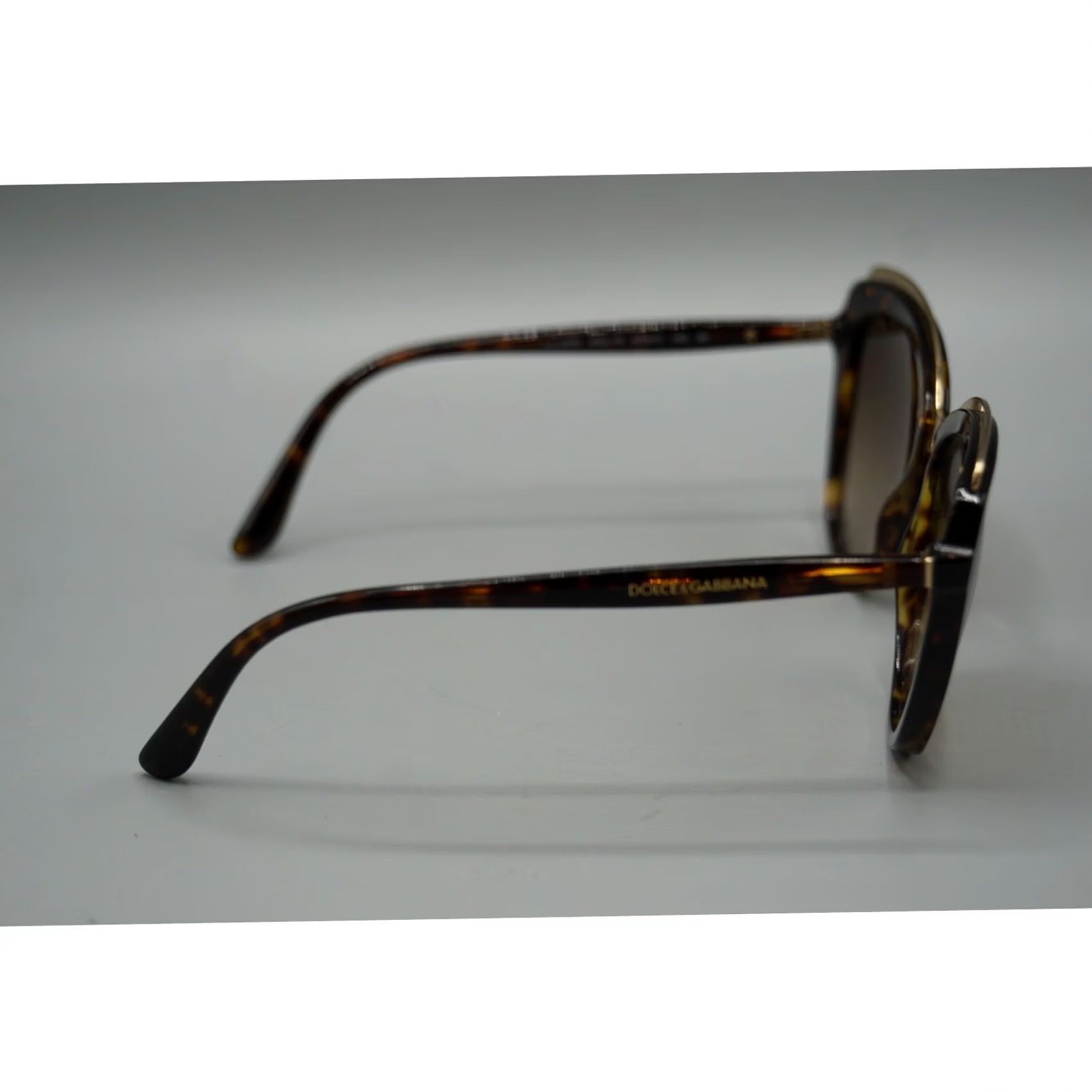Dolce & Gabbana VINTAGE Dolce & Gabbana DG4304 Cat-Eye Sunglasses 57mm Italy — Scratched Gold Frame Womens 502/13 Havana Brown Gradient Size ONE SIZE - 6 Thumbnail