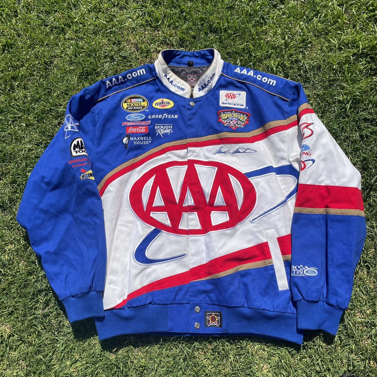 image of Jh Design x Vintage Jeff Hamilton Aaa Racing Mark Martin Nascar Jacket in Blue, Men's (Size 2XL)