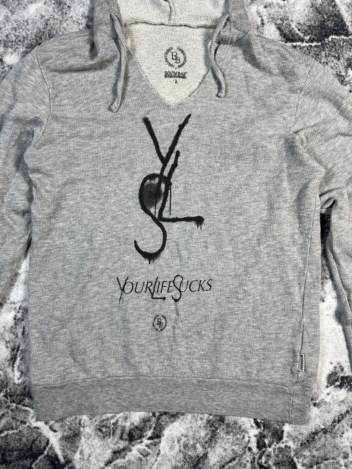 Other Boom Bap YSL YourLifeSucks Gray Hoodie Size L Size US L / EU 52-54 / 3 - 4 Thumbnail