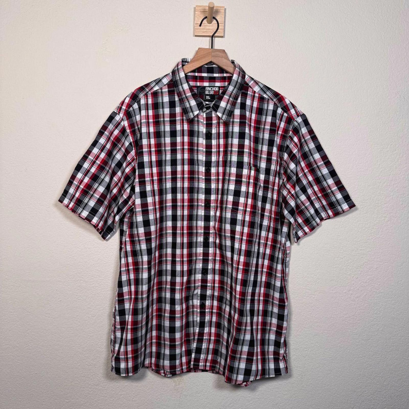 Anchor Blue Anchor Blue Shirt Men's XL Black Red Y2K Vintage Plaid Size US XL / EU 56 / 4 - 1 Thumbnail