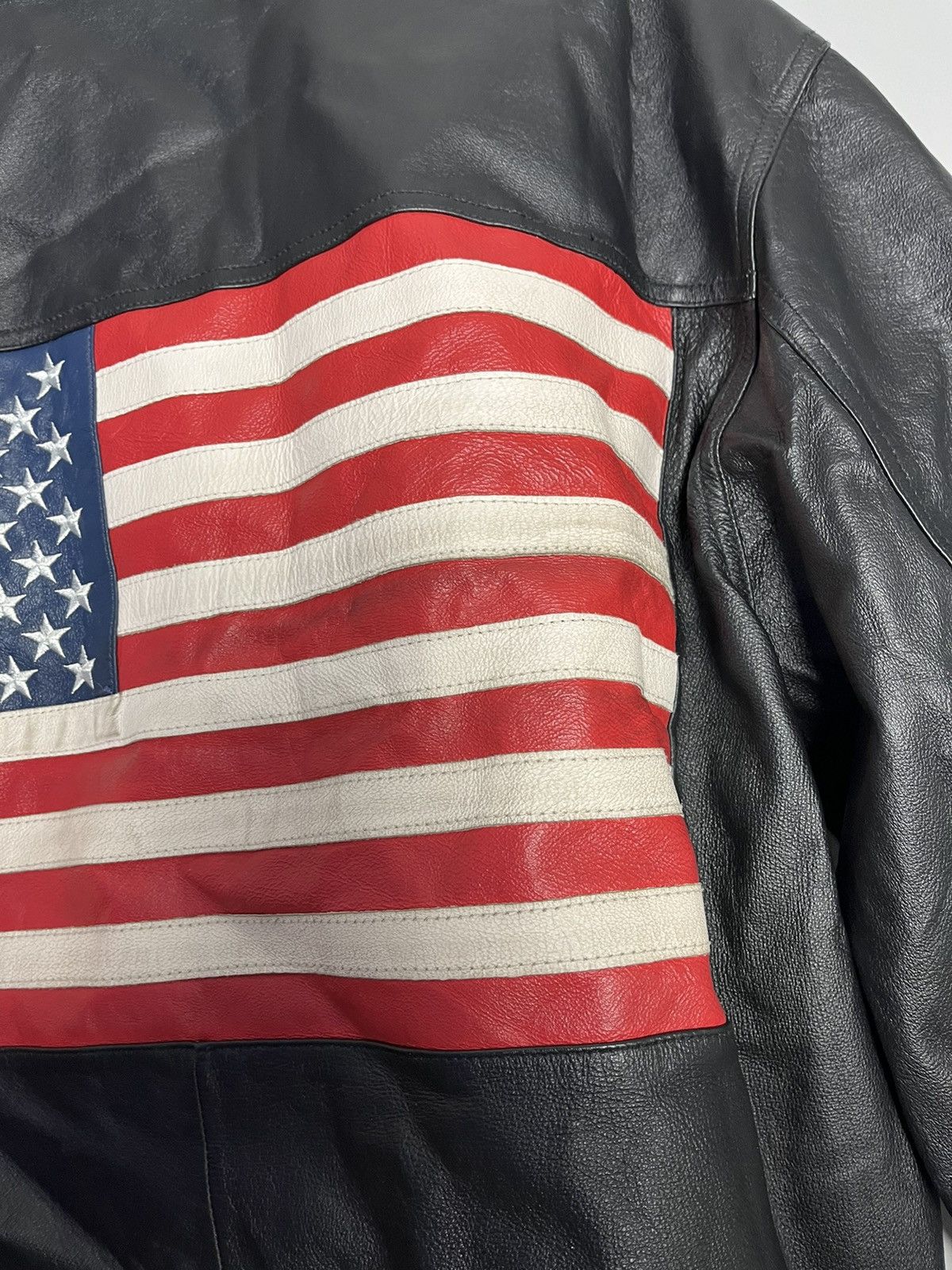 Vintage Leather Jacket Flag USA Vintage rare kanye west Size US XL / EU 56 / 4 - 4 Thumbnail