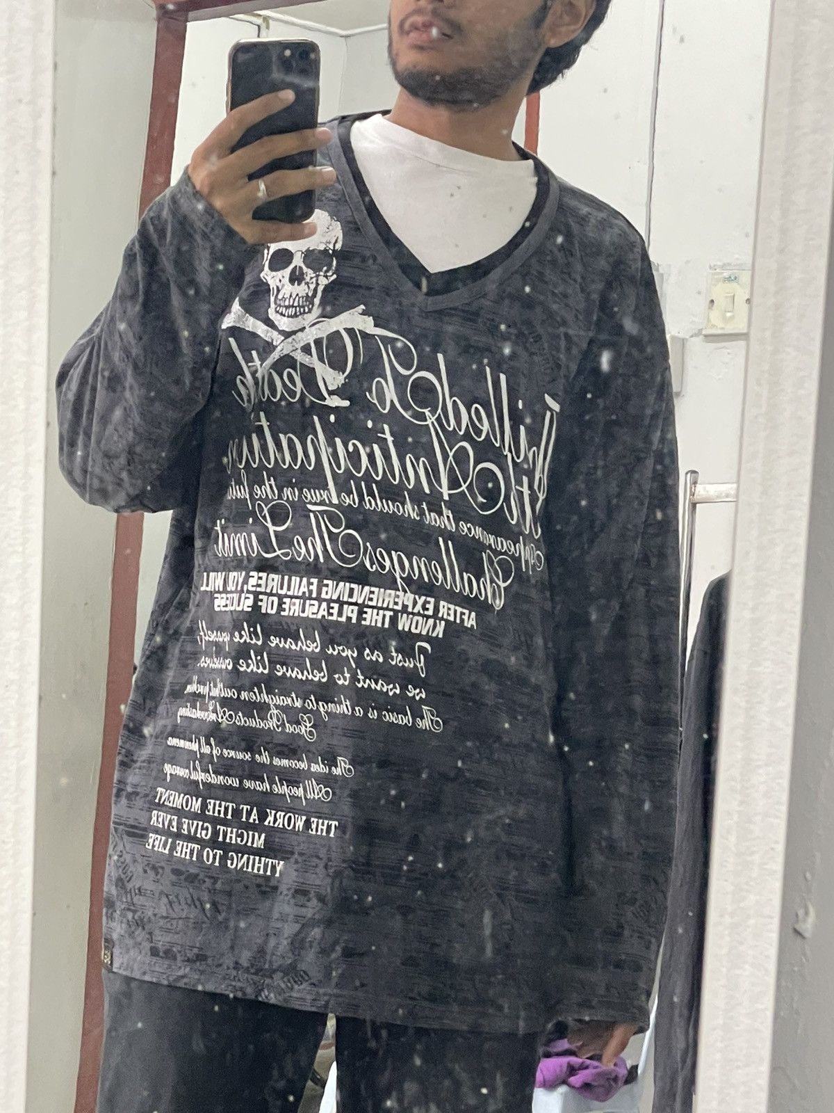 Hysteric Glamour Timestep Layer Y2K Emo Skull Affliction Wording Size US XXL / EU 58 / 5 - 21 Thumbnail