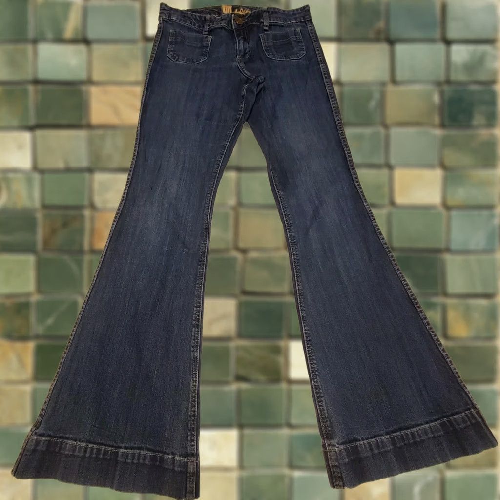Vintage Kut From The Kloth Jeans Sz 10 Flare Leg Front Pocket Low Rise Hippie Festival Size 32" / US 10 / IT 46 - 1 Thumbnail