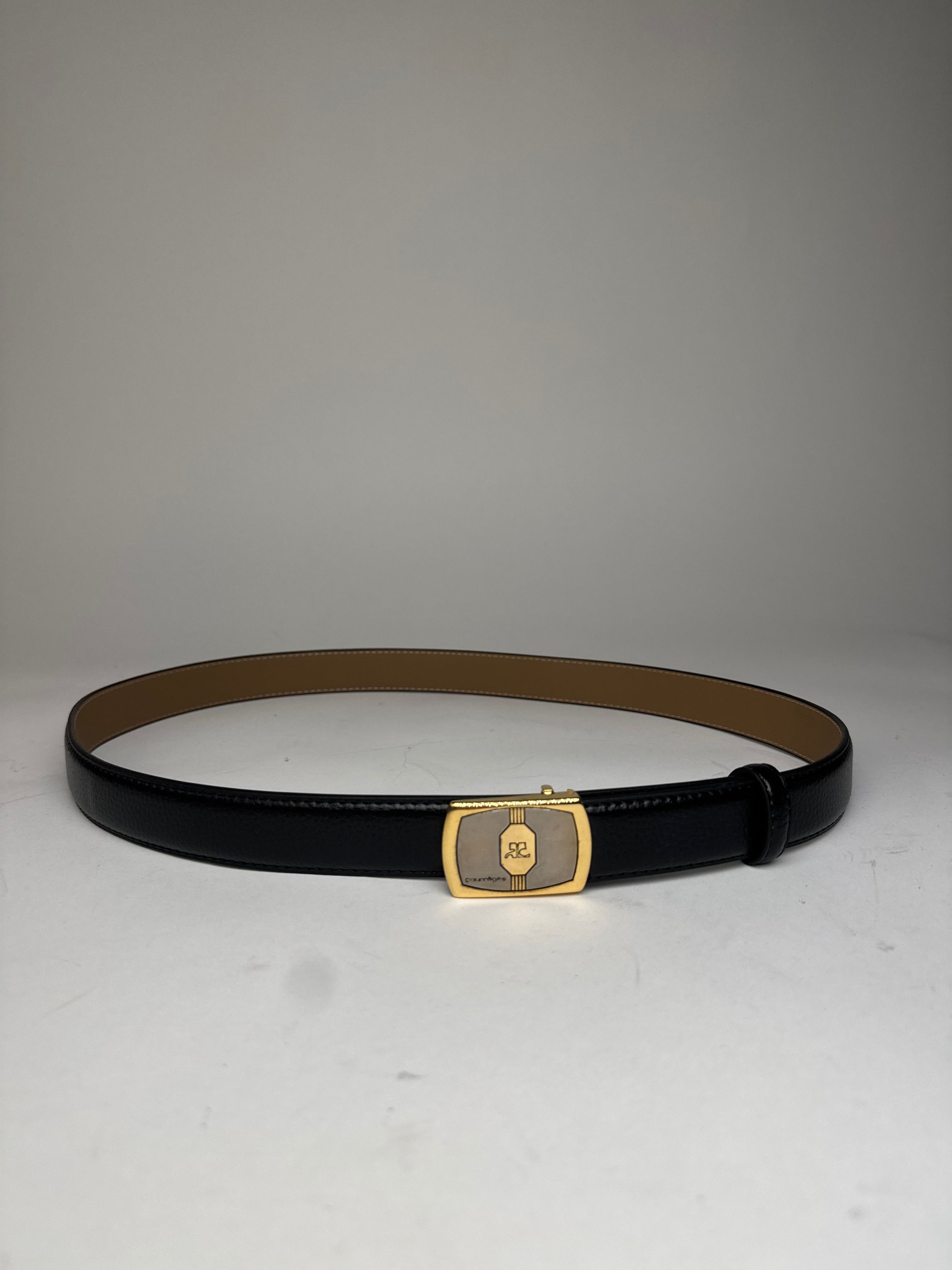 Courreges Vintage Leather Belt Black Size ONE SIZE - 1 Thumbnail