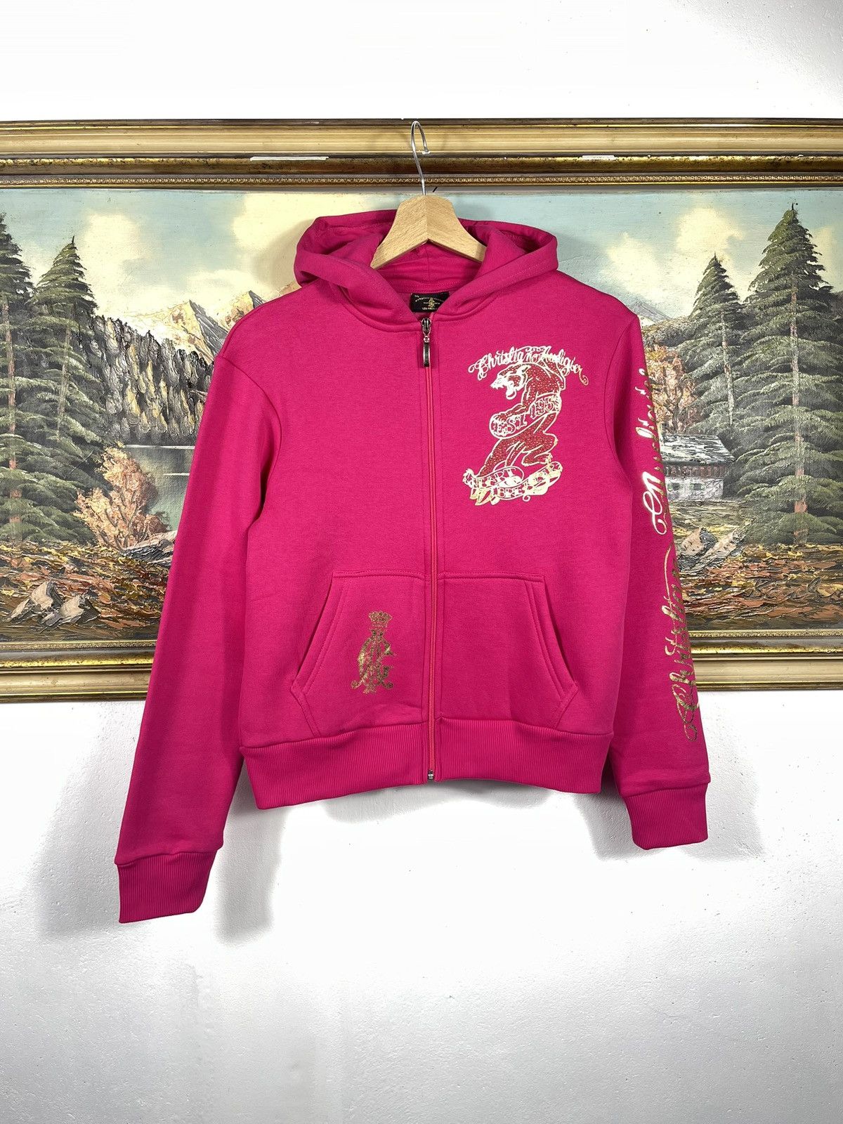 Christian Audigier × Ed Hardy × Vintage Ed Hardy Retro 00s Hoodie With Crystals Affliction Grunge Size US XS / EU 42 / 0 - 2 Thumbnail