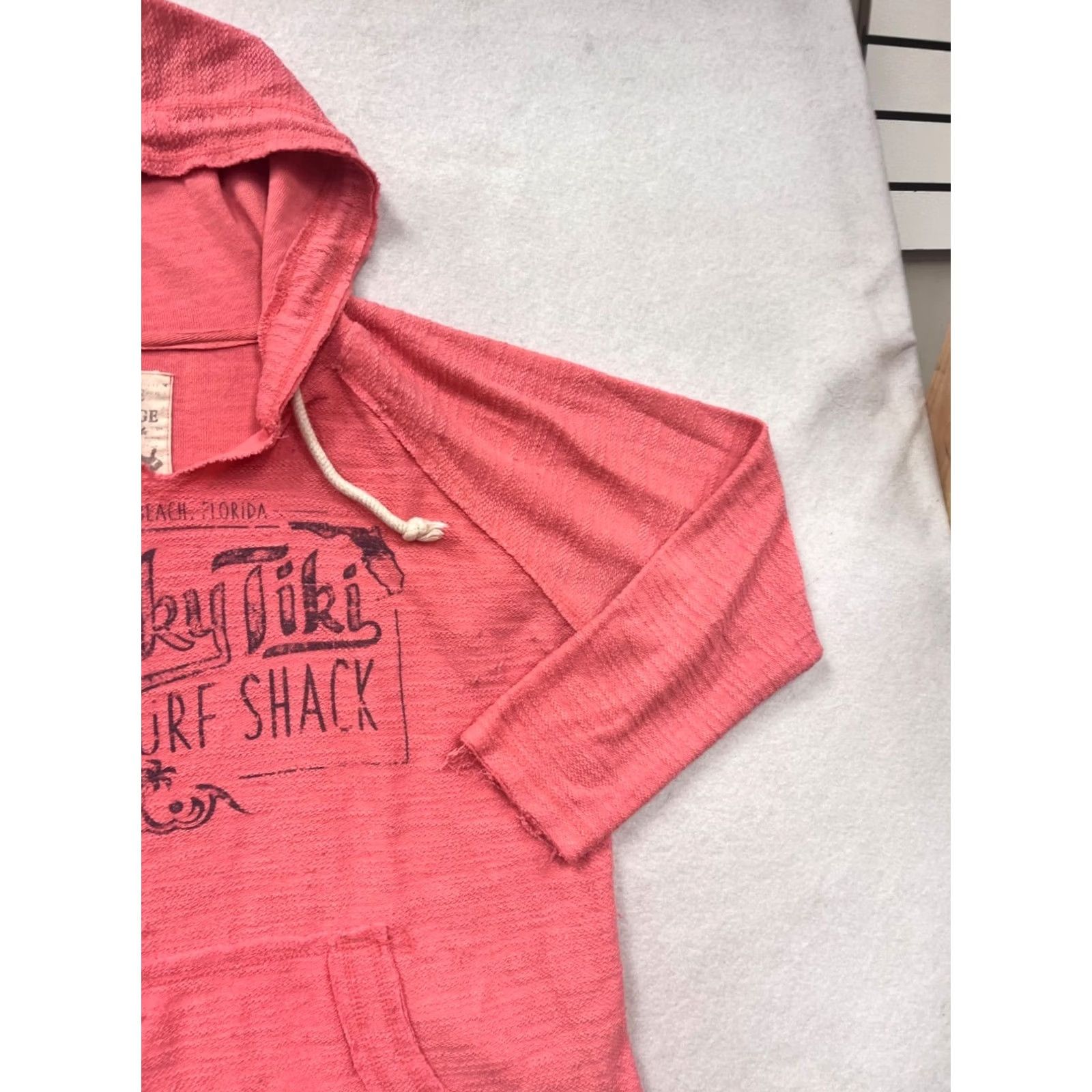 Vintage Freaky Tiki Surf Shack Hooded Pullover Sweatshirt Womens L Pink - Hoodie, Pullover, Cotton Polyester, Activewear - Trade Heritage Size L / US 10 / IT 46 - 5 Thumbnail