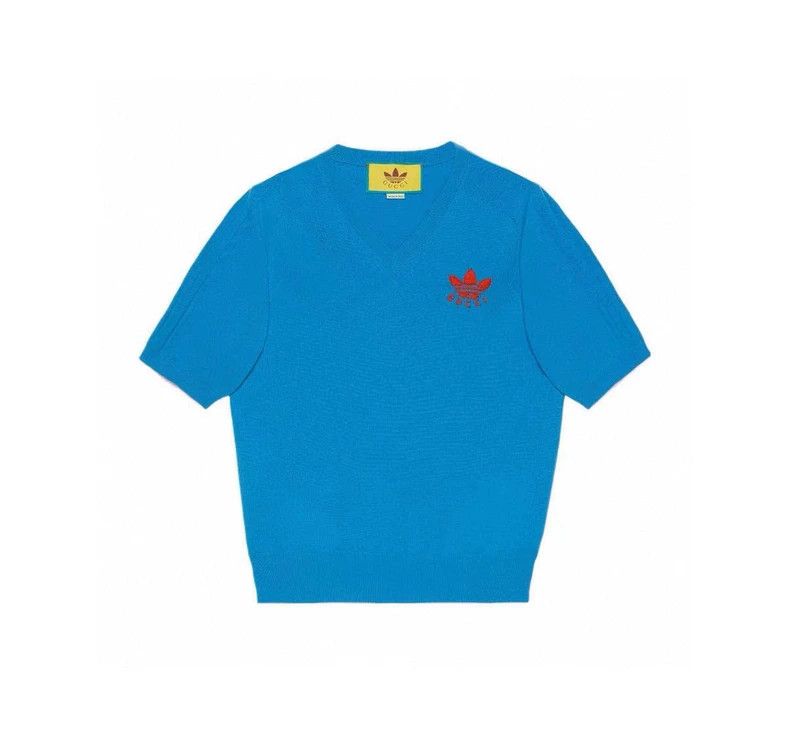 Gucci GucciAdidas co-branded blue V-neck short sleeves 2503-Nexta Size US XS / EU 42 / 0 - 1 Thumbnail