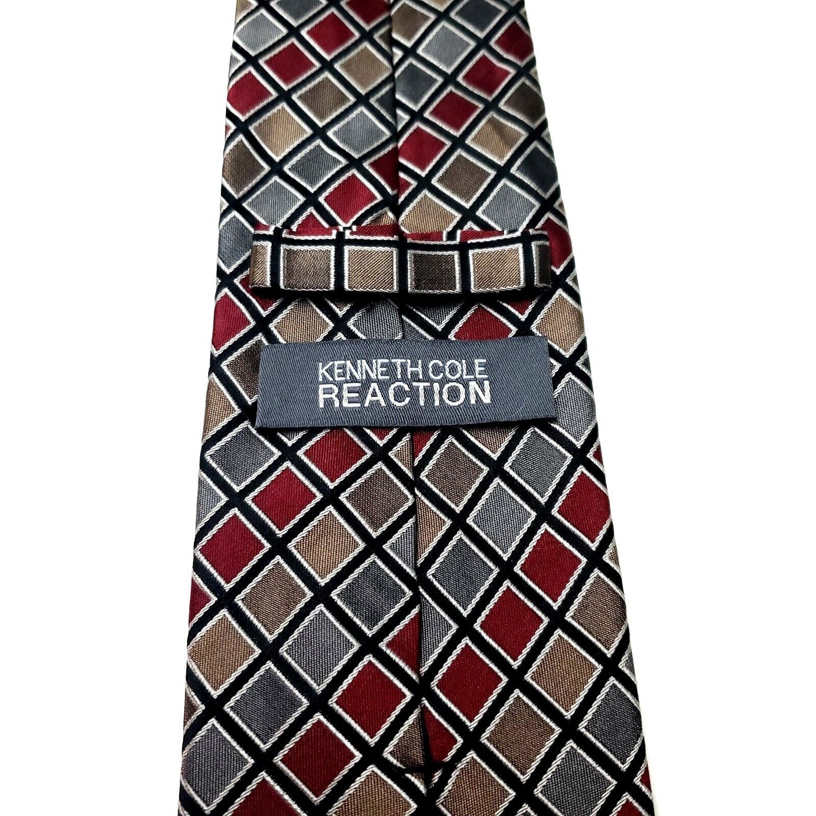 Kenneth Cole Kenneth Cole Reaction Gray Multi-Colored Silk Tie Woven Chec Size ONE SIZE - 4 Thumbnail