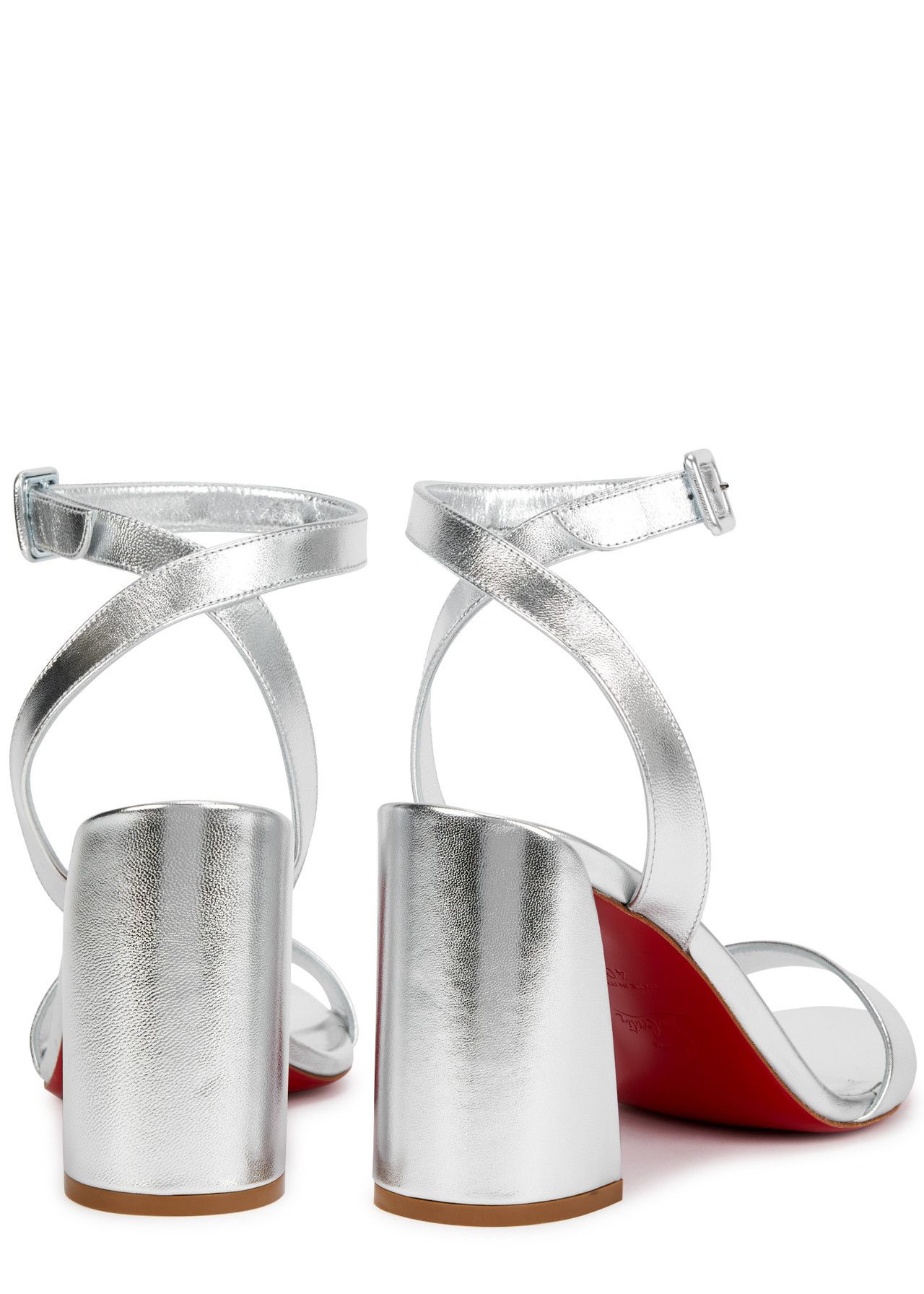Christian Louboutin Miss Sabina 85 Silver Ankle Strap Block Heel Sandal 37 Size US 7 / IT 37 - 12 Thumbnail