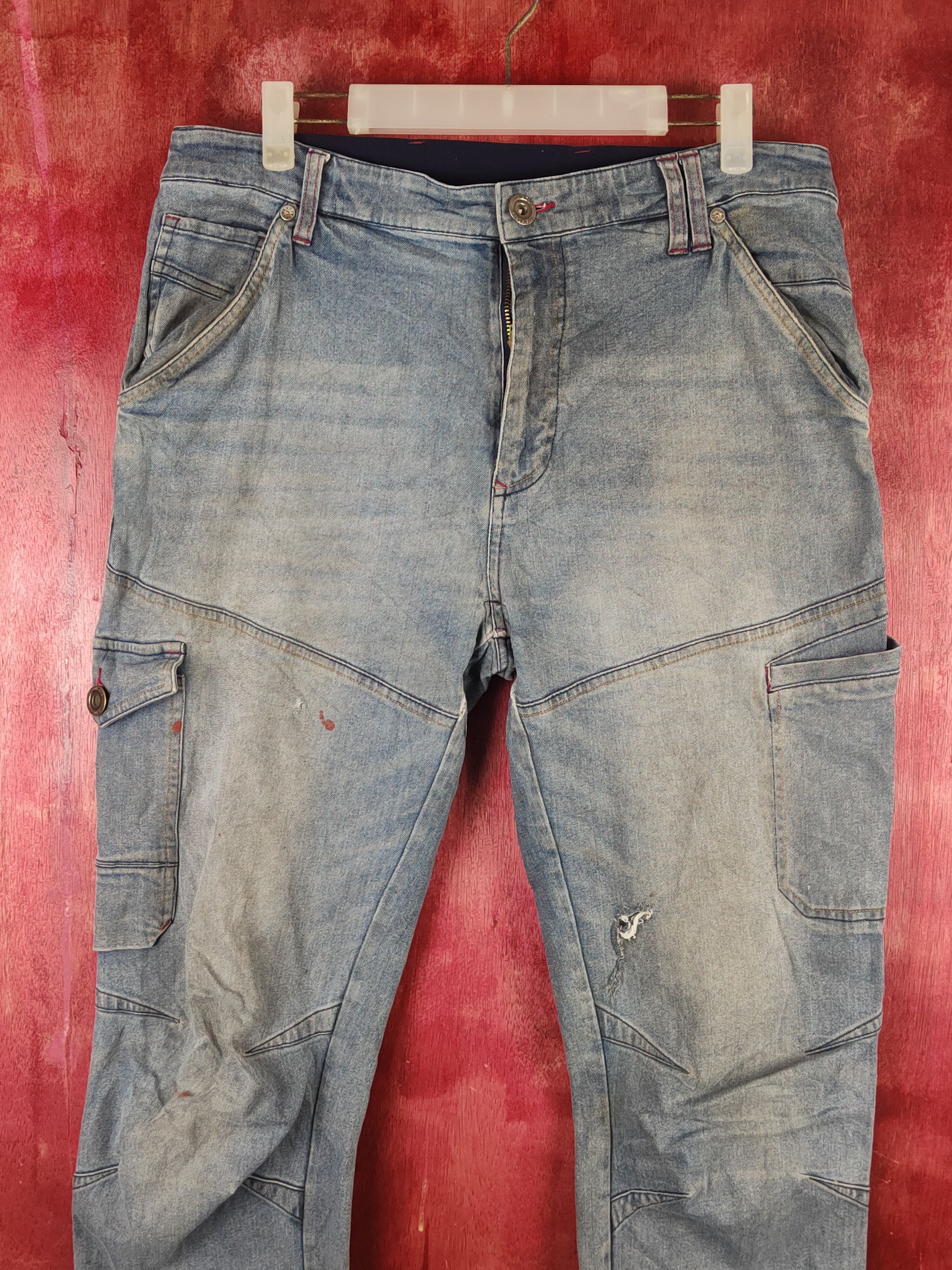 Japanese Brand FieldCore Dark Blue Faded Distressed Ripped Jeans #S2366 Size US 34 / EU 50 - 2 Thumbnail