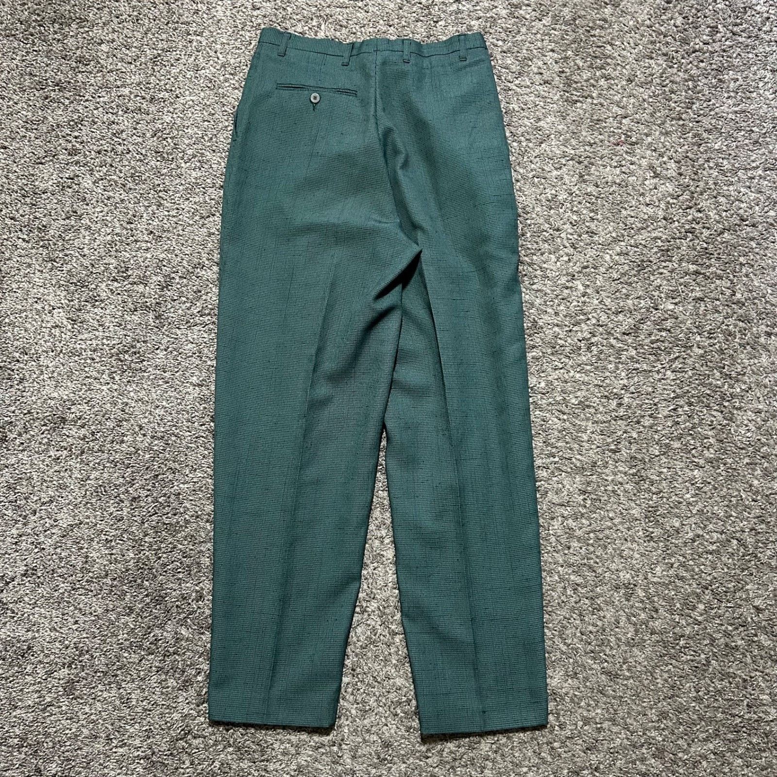 Vintage Vintage 70s Houndstooth Pants Polyester Dark Green 30x29 Size US 30 / EU 46 - 10 Thumbnail