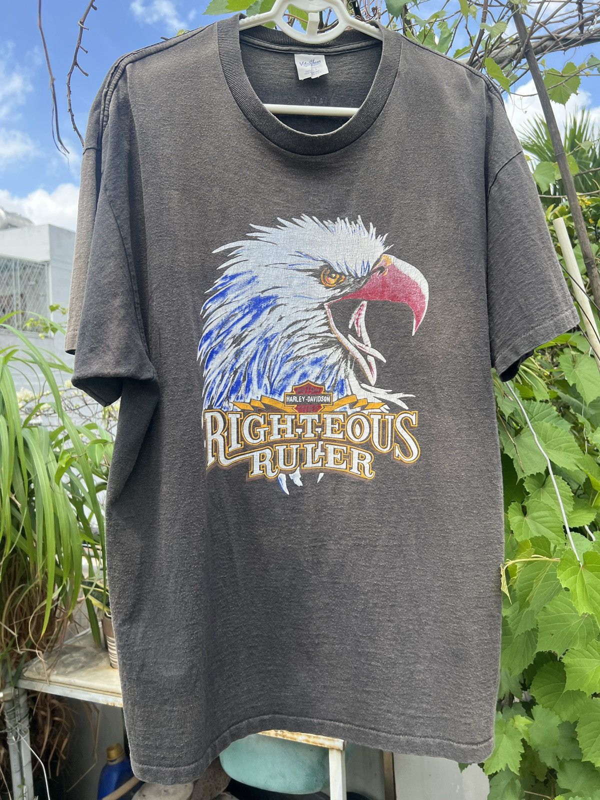 Hanes Vintage 90s Eagle “Righteous Ruler” by Harley Davidson Size US L / EU 52-54 / 3 - 1 Thumbnail