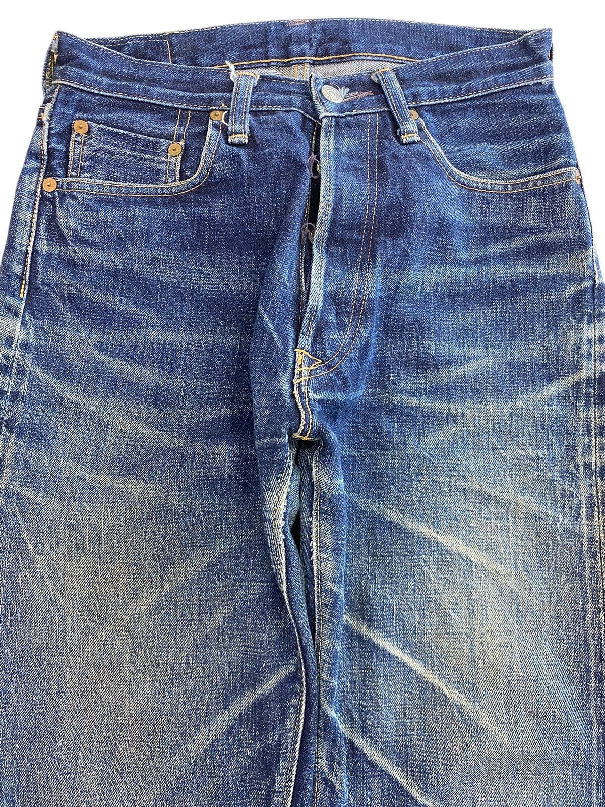 Denime Denime X Selvage Mud Wash Whiskered Style Straight Leg Jeans Size US 28 / EU 44 - 2 Thumbnail