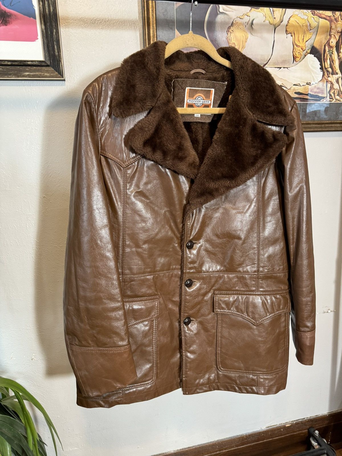 Vintage Pioneer Wear USA Vintage Leather Sherpa Style Western Jacket Size US L / EU 52-54 / 3 - 2 Thumbnail