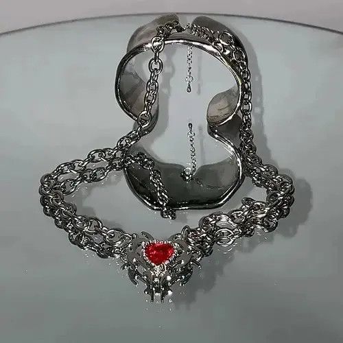 VIBE Electro Chain Crystal Heart Silver Abstract Star Pop Fantasy Size ONE SIZE - 3 Thumbnail