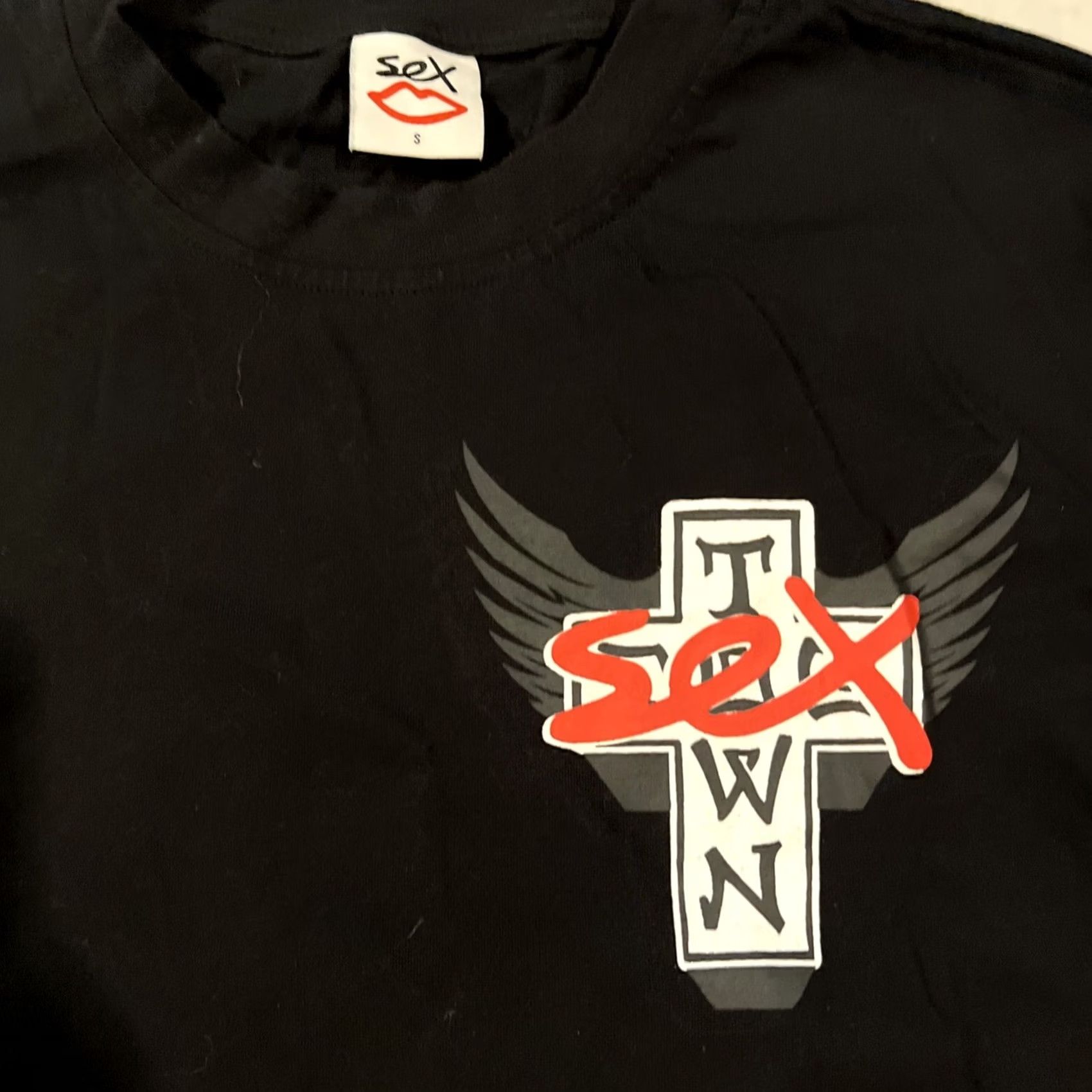 Vintage NWOT Sex Shirt Parody Dogtown Sextown Graphic Print Long Sleeve L/S Small Black Mens Crew Neck Jacket? Size US S / EU 44-46 / 1 - 3 Thumbnail