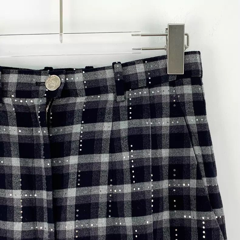 Chanel Chanel Black plaid diamond decoration design cotton casual Size 24" / US 00 / IT 34 - 3 Thumbnail
