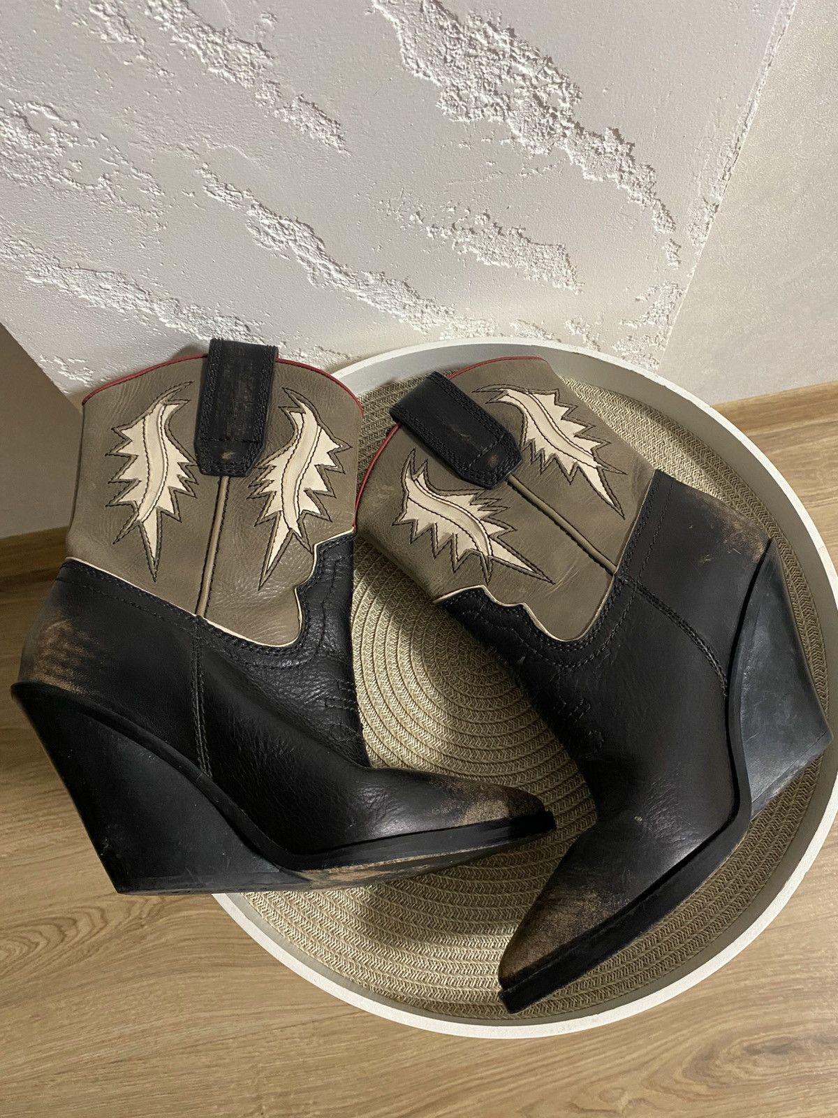 Diesel Rare Diesel Western Boots Leather Wedge Heel Size: 37 Size US 7 / IT 37 - 8 Thumbnail