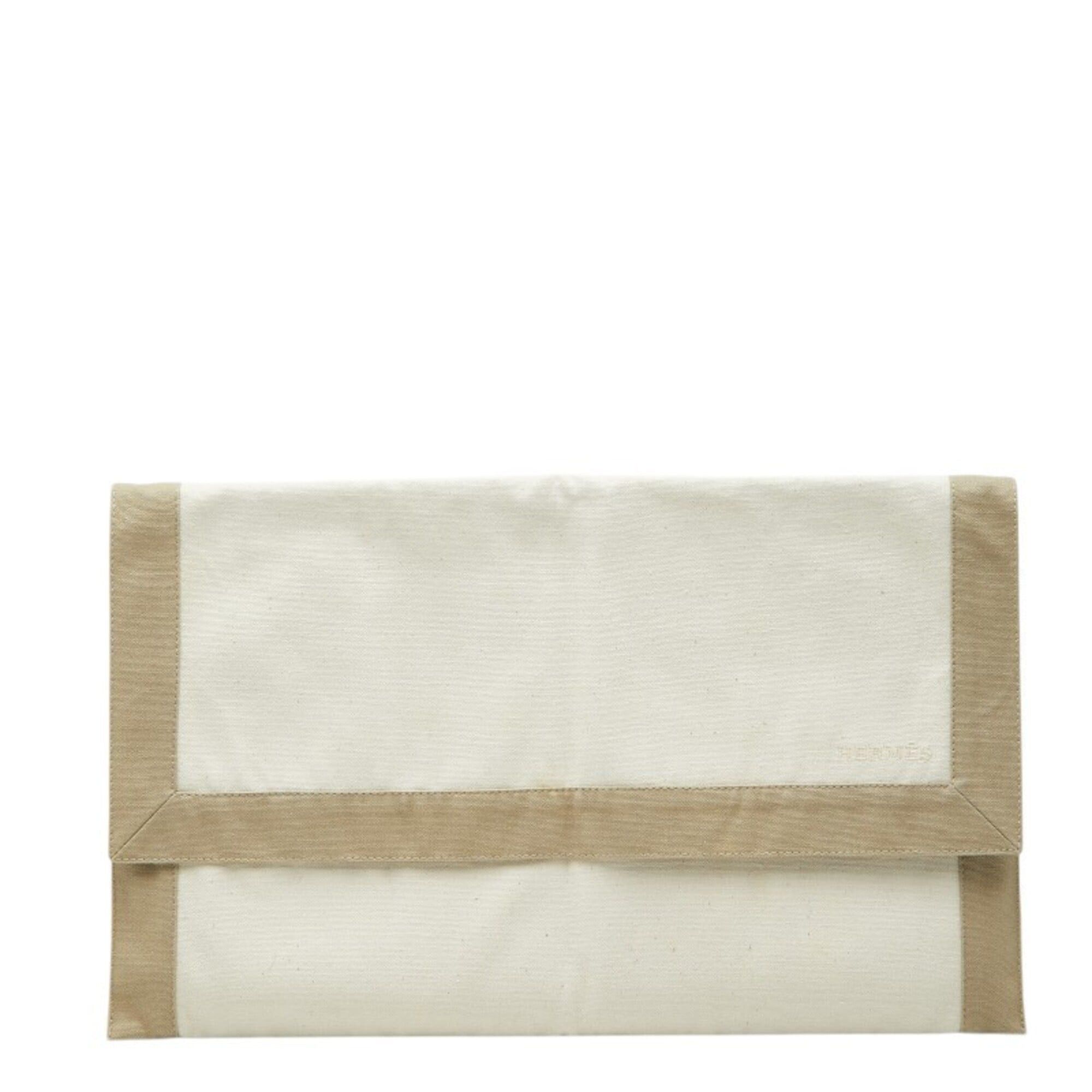 Hermes Hermes Tapidocell Clutch Bag, Ivory/Beige Canvas, Women's HERMES Size ONE SIZE - 1 Thumbnail
