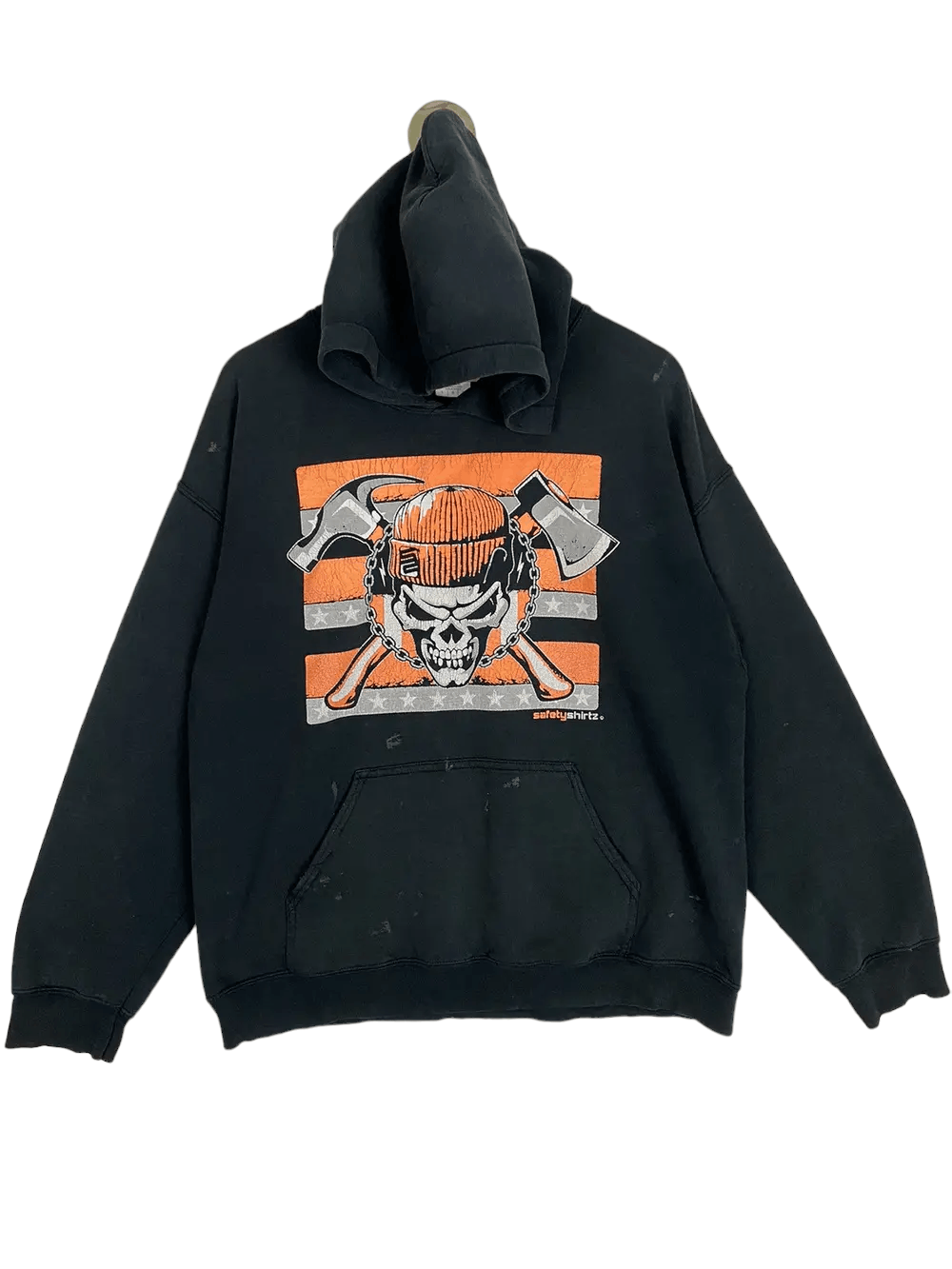 Gildan × Vintage Vintage Gildan Hoodie Safety Shirt Skull Size US L / EU 52-54 / 3 - 2 Thumbnail