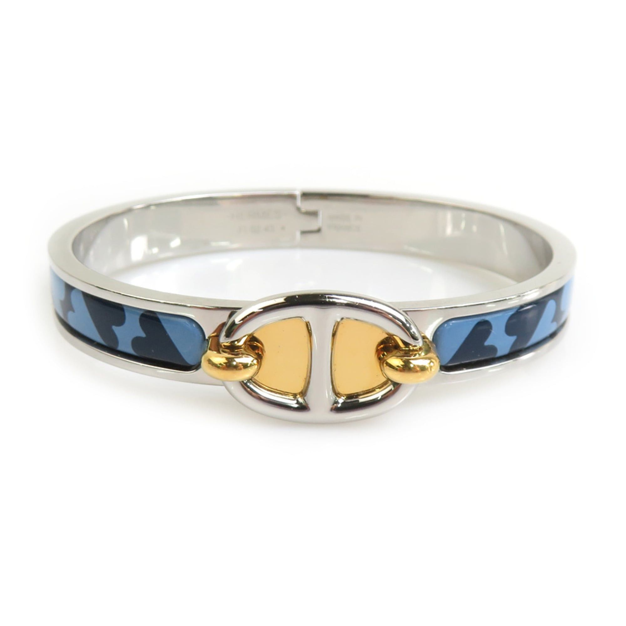 Hermes Hermes Bangle Bracelet Mini Click Chaine d'Ancre Metal Enamel Silver Blue Gold Women's Free Shipping e61794g Size ONE SIZE - 1 Thumbnail