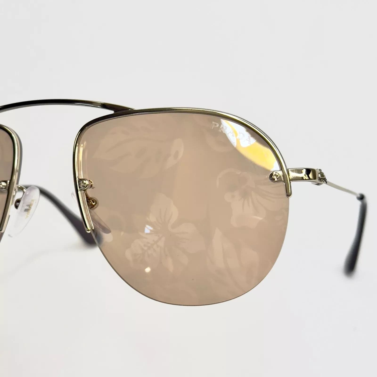 Prada PRADA 58O TEDDY PR58OS Aviator Gold Mirrored Sunglasses Size ONE SIZE - 10 Thumbnail