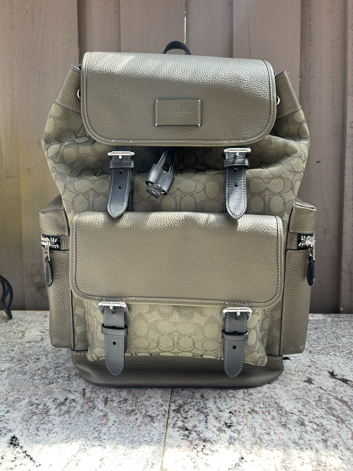 Coach COACH Leather Backpack Daypack CE523 Signature Pattern Size ONE SIZE - 1 Thumbnail