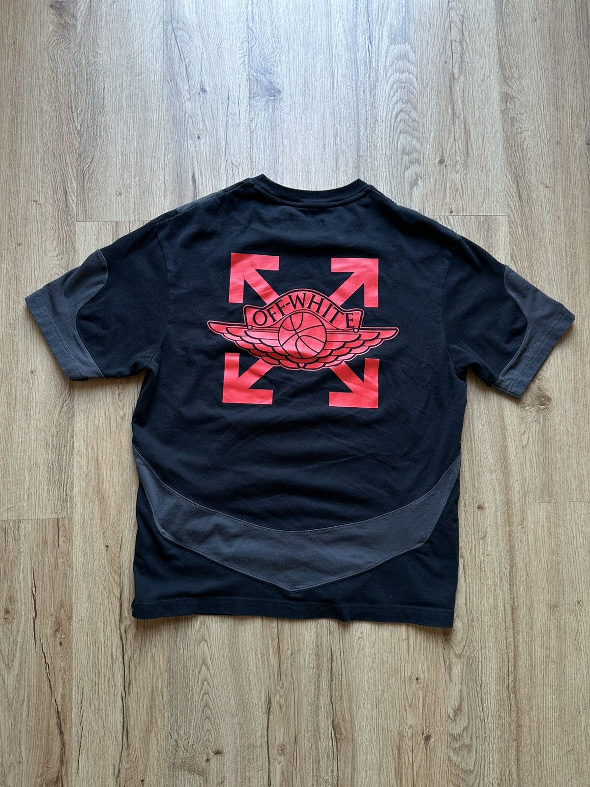 【JORDAN×OFF WHITE】ゲームシャツ2XLサイズ Air Jordan Retro V 5 x Off White ASG Black Grey Red T-Shirt