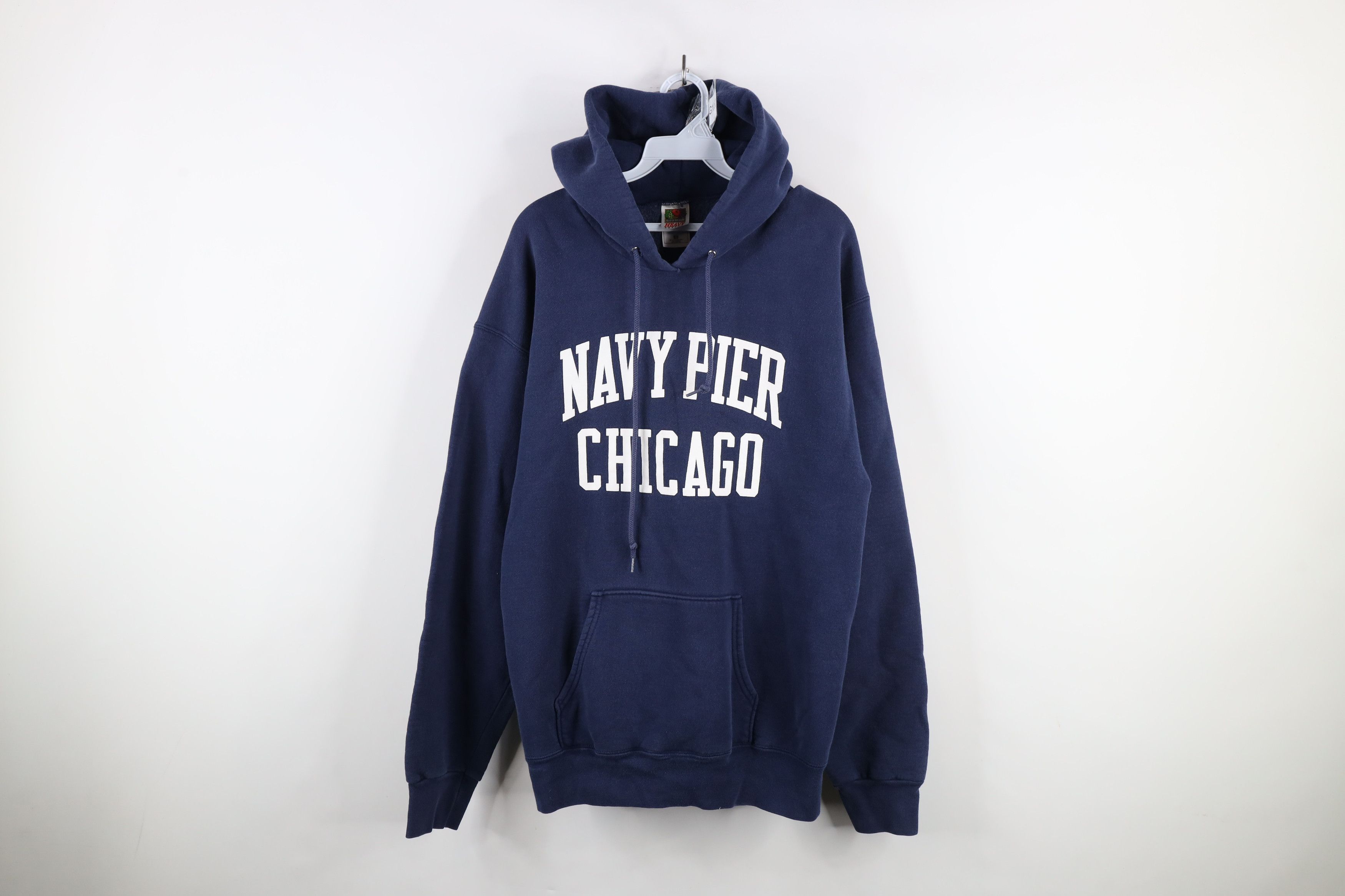 Vintage Vintage 90s Heavyweight Pier Chicago Hoodie Sweatshirt Blue Size US XL / EU 56 / 4 - 1 Thumbnail