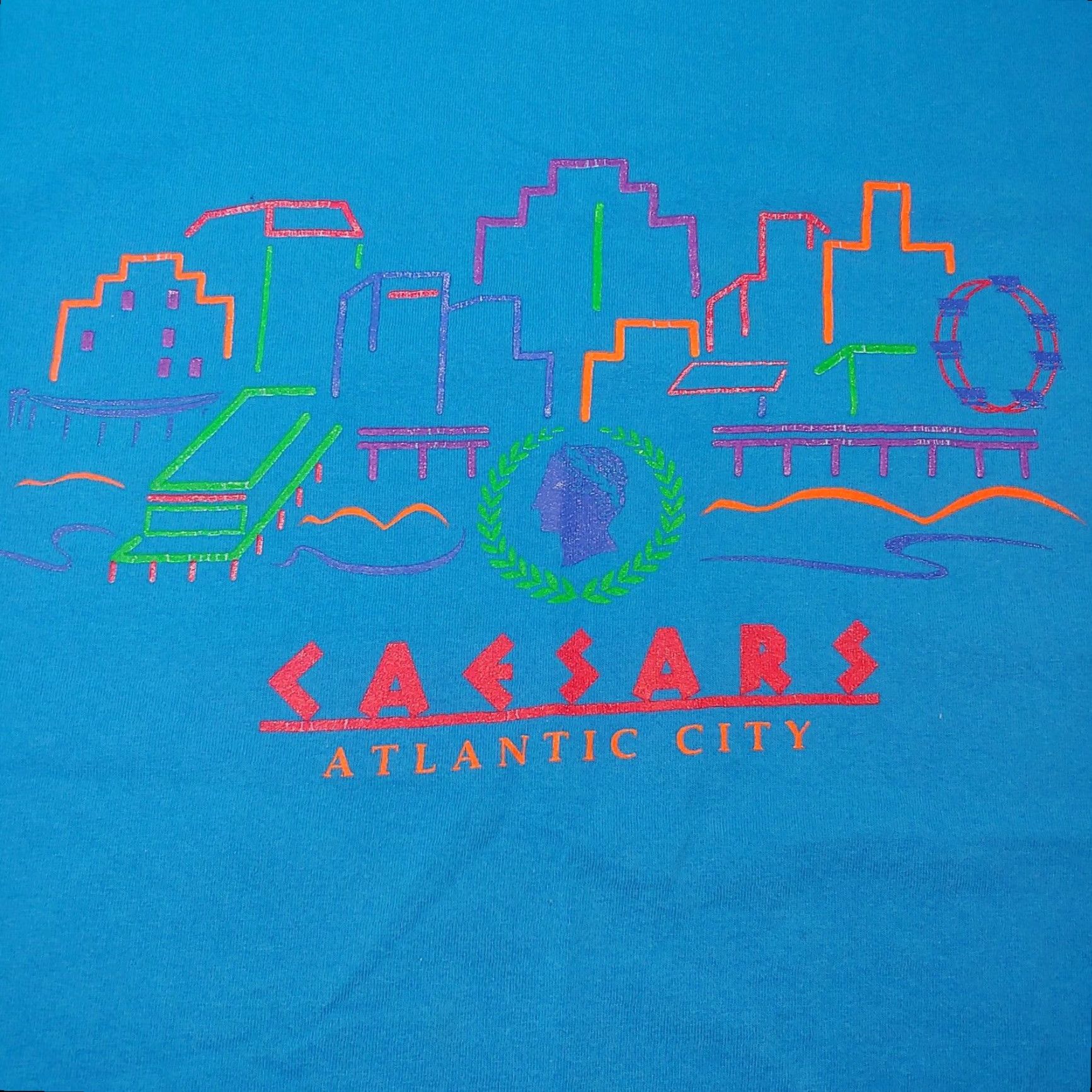 Vintage VINTAGE Caesars Atlantic City Casino T-Shirt Men XXL Short Sleeve Geometric 90s Casino Gambling Green Size US XXL / EU 58 / 5 - 2 Thumbnail