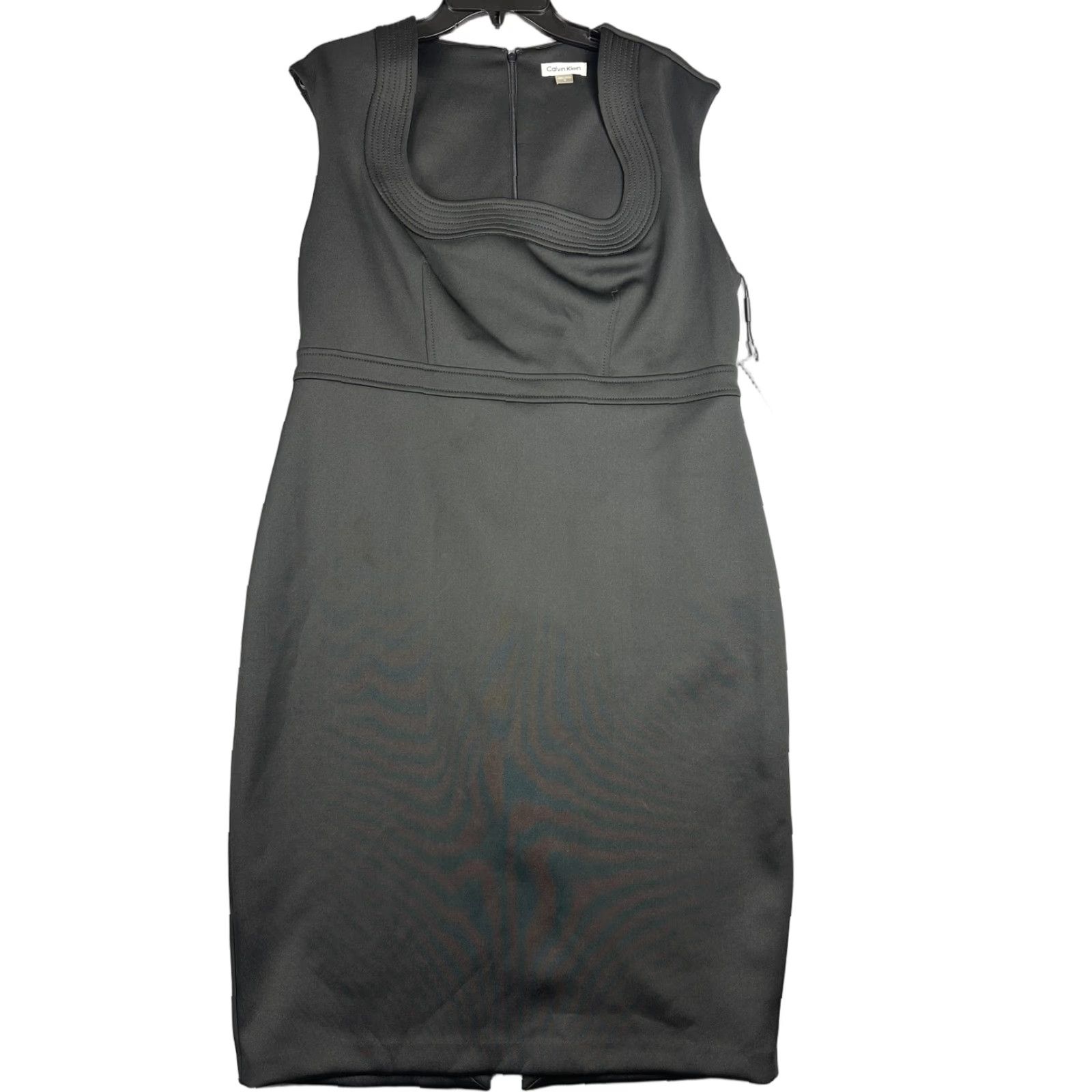 Calvin Klein Calvin Klein Dress Women 16 Black Sleeveless Square Neck Sheath Knee Length LBD Size XXL / US 16-18 / IT 52-54 - 1 Thumbnail
