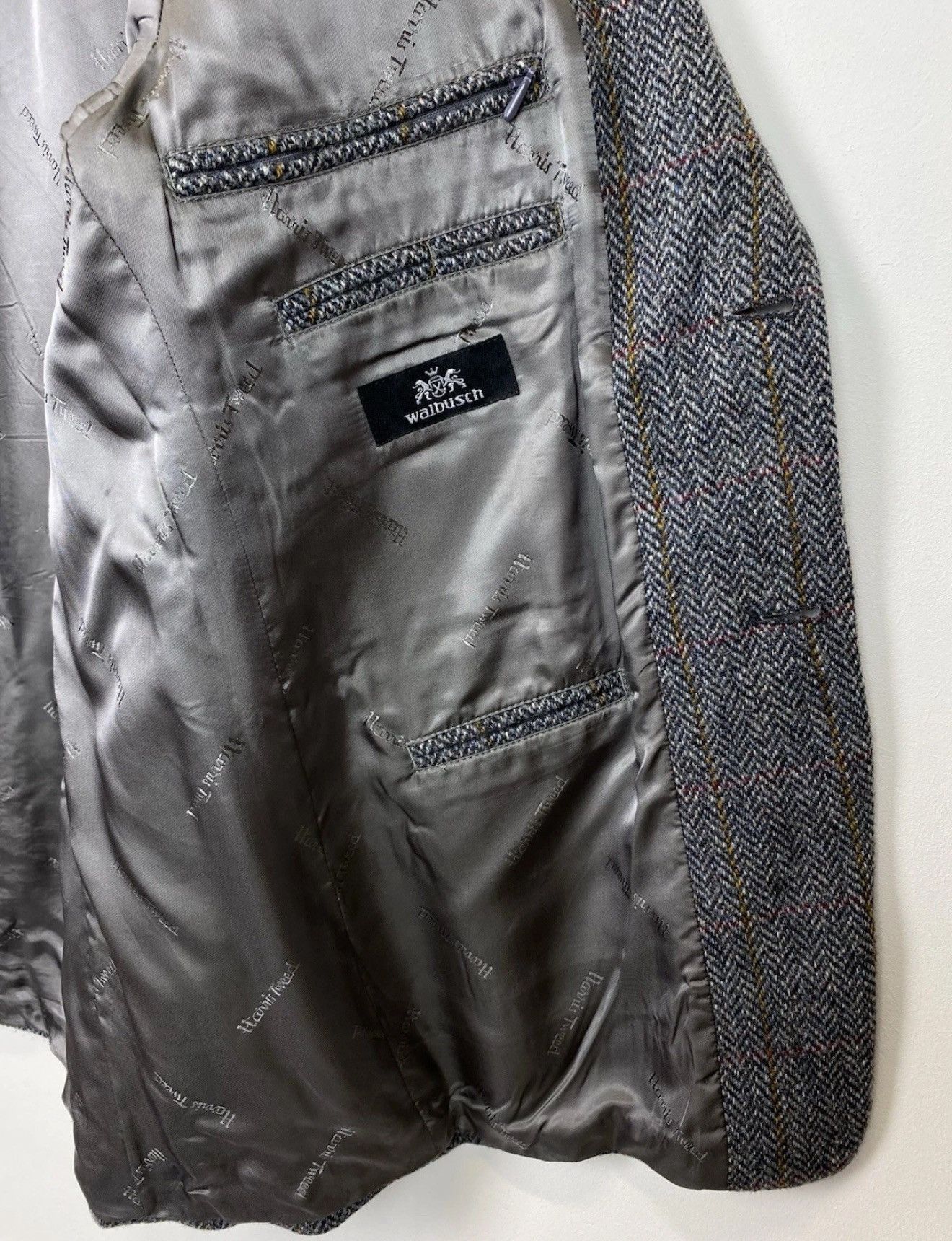 Harris Tweed Harris Tweed Walbusch 2 Buttons Blazer Jacket Grey Wool Size 52R - 6 Thumbnail