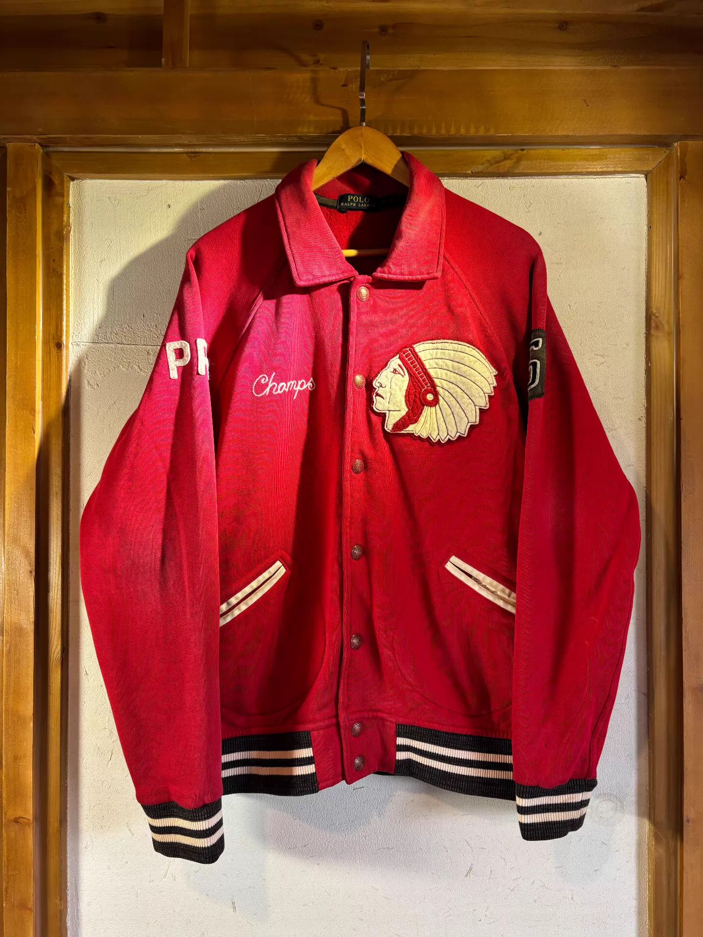 Polo Ralph Lauren RL Polo Rugby Raglan Jacket (L) 90’s Calfskin Pockets Size US L / EU 52-54 / 3 - 1 Thumbnail